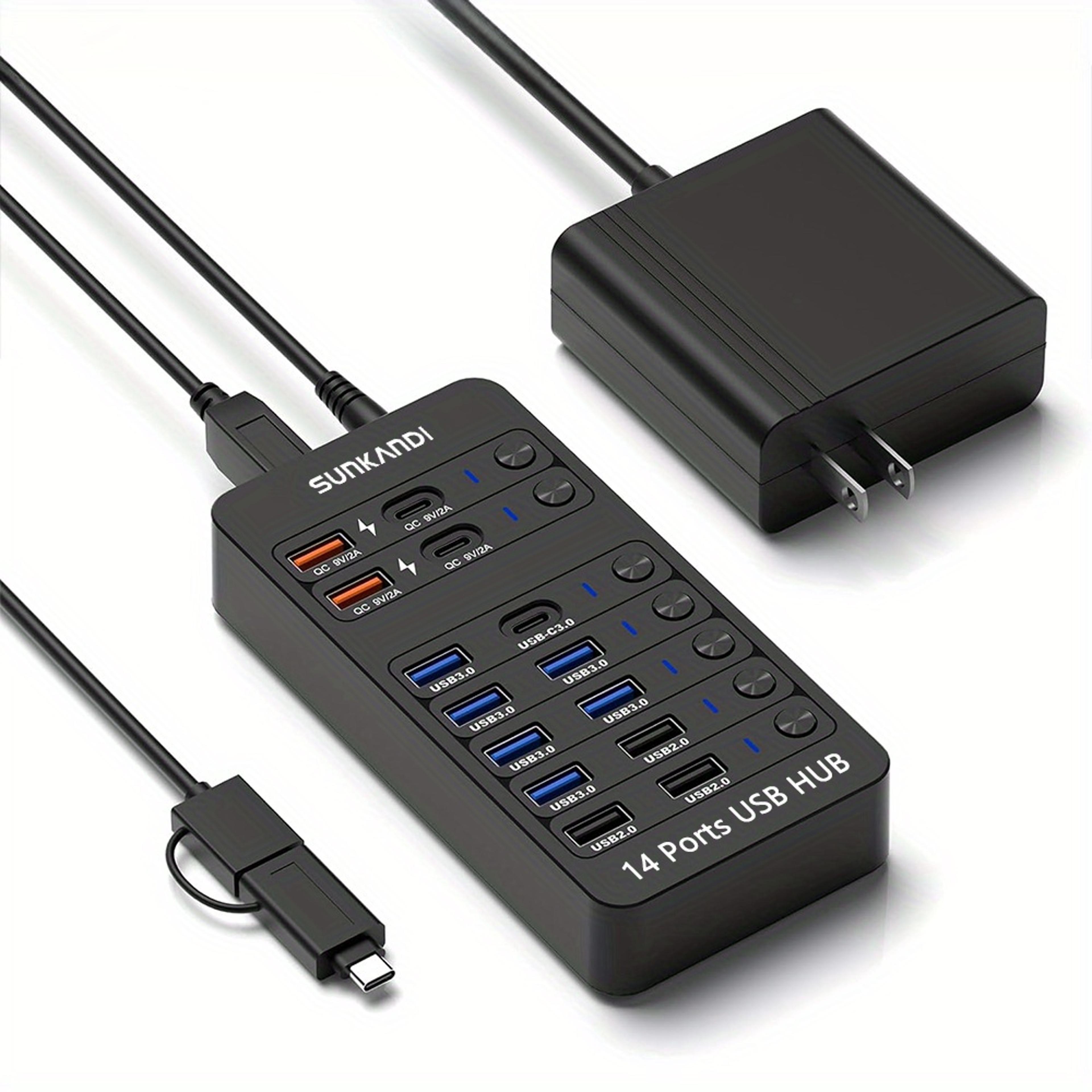 powered usb hub usb multiport adapter with individual switches