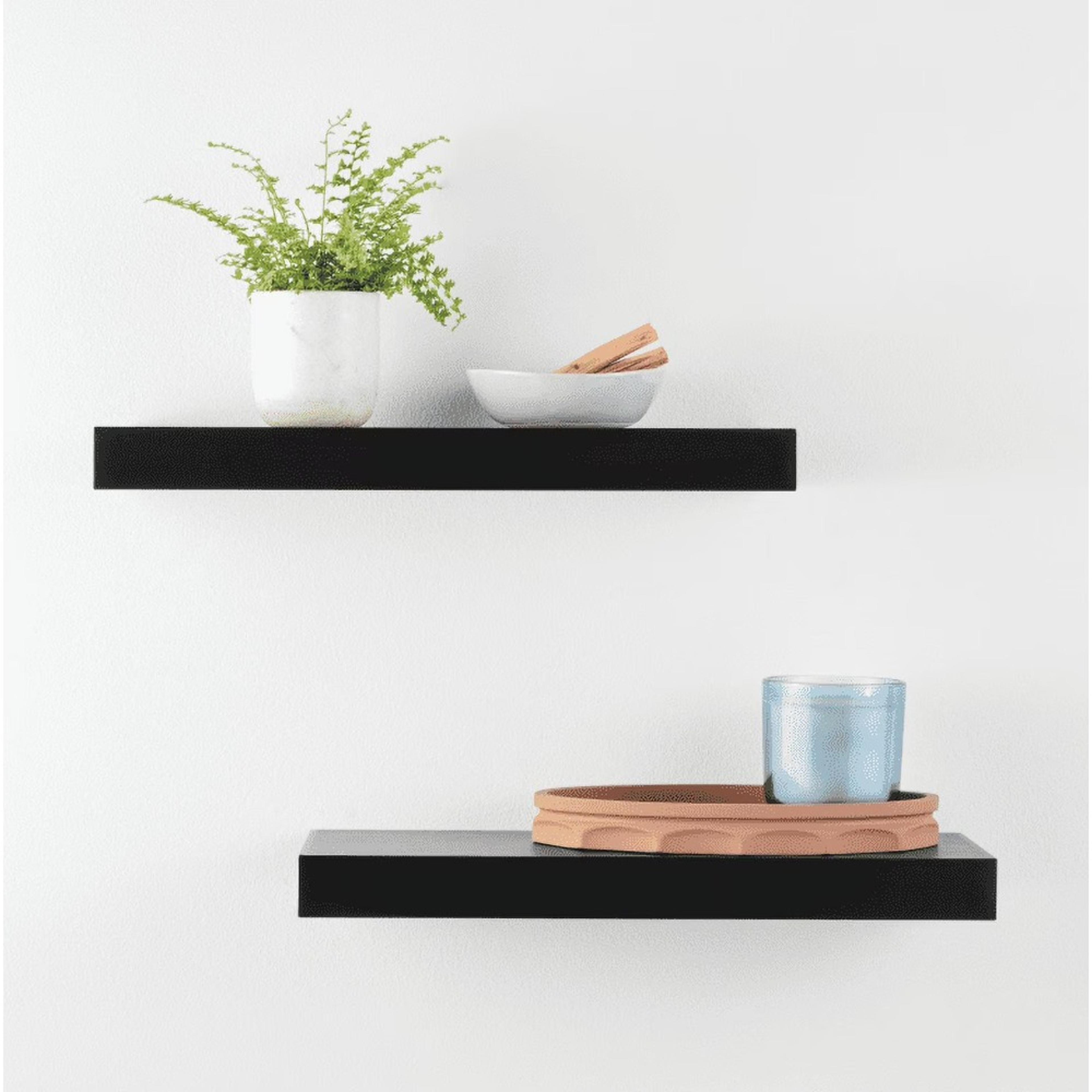 black wood floating shelves set of wall mounted storage decor