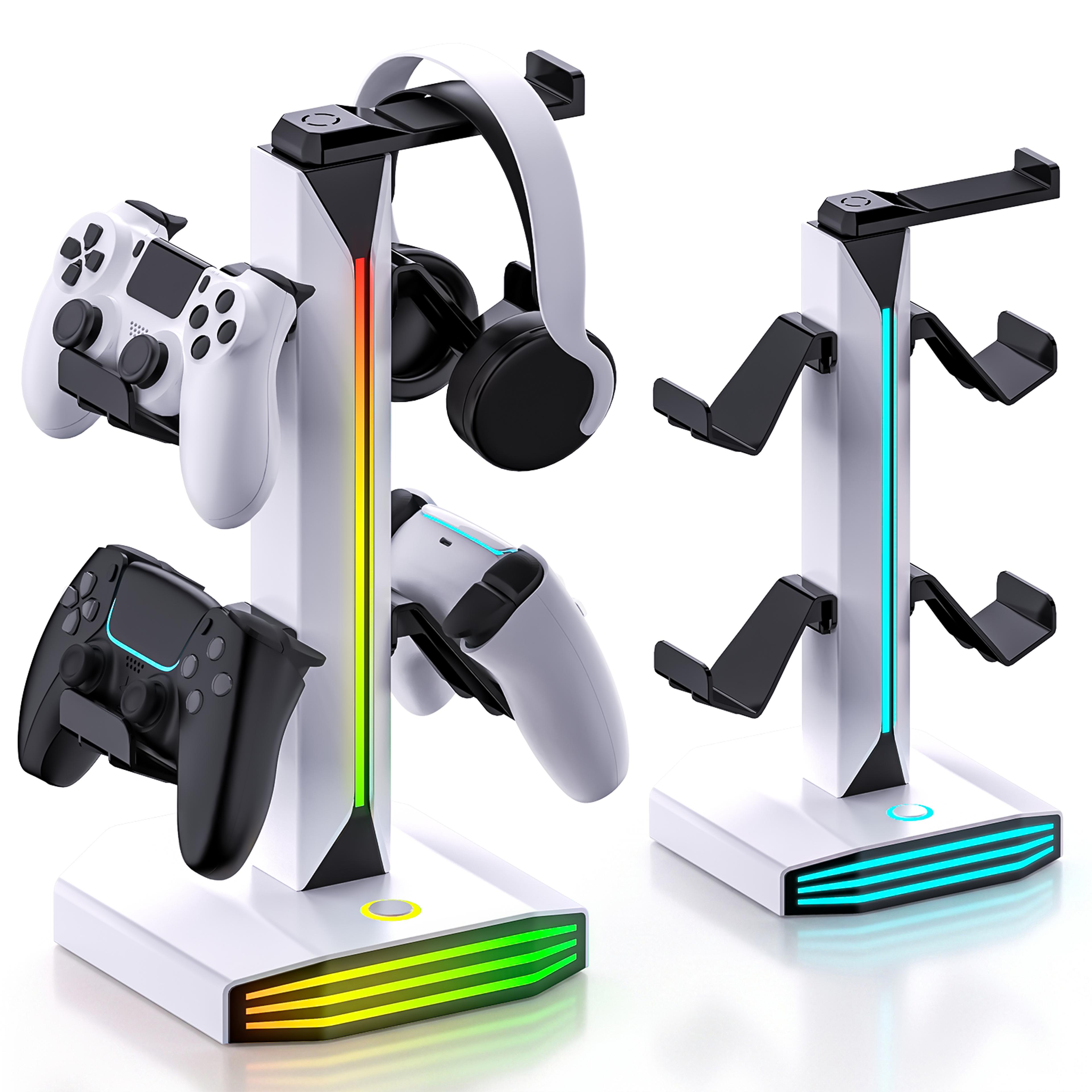 rgb gaming controller holder rack with headphone stand usb charging station