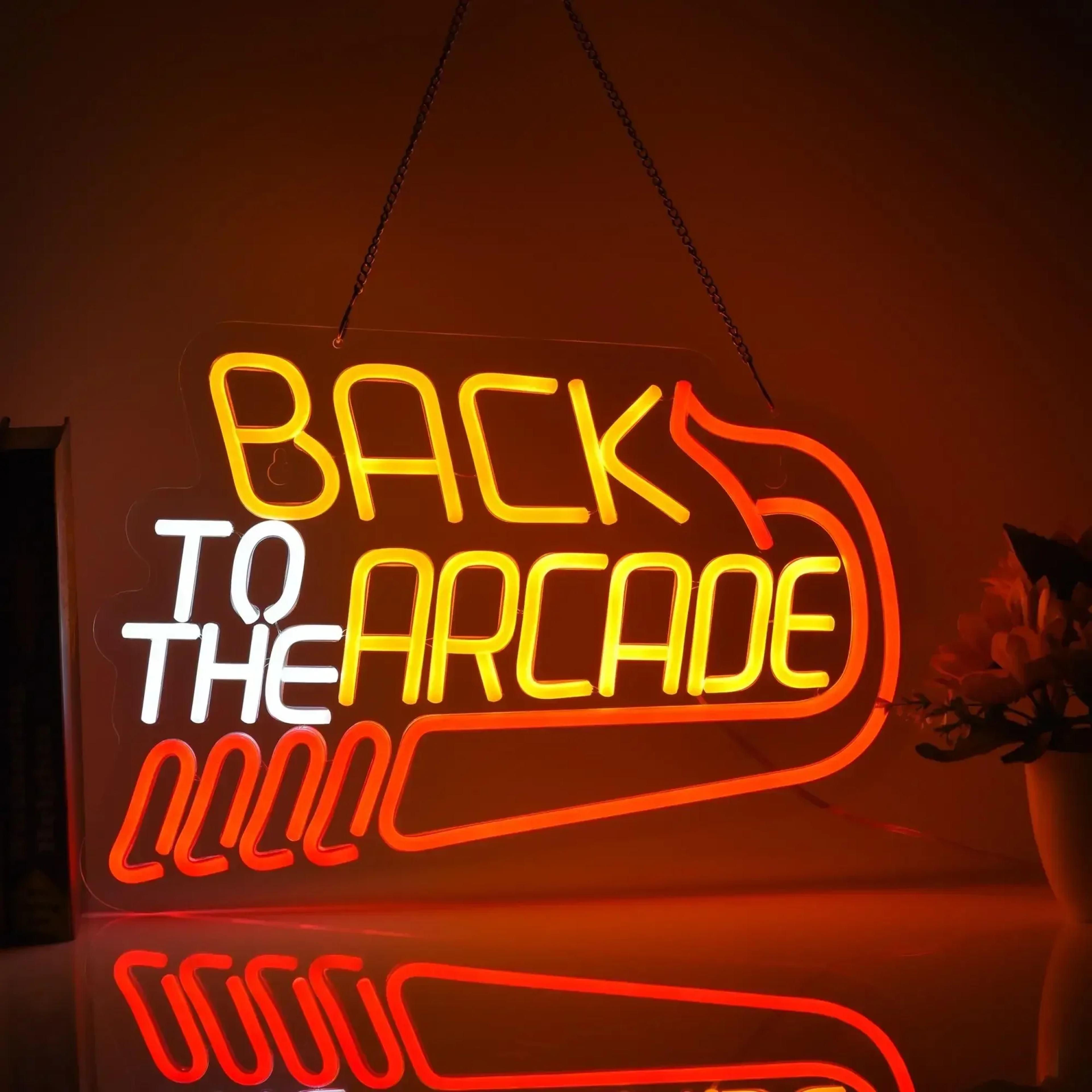 back to the arcade neon sign retro gaming room decor led wall art