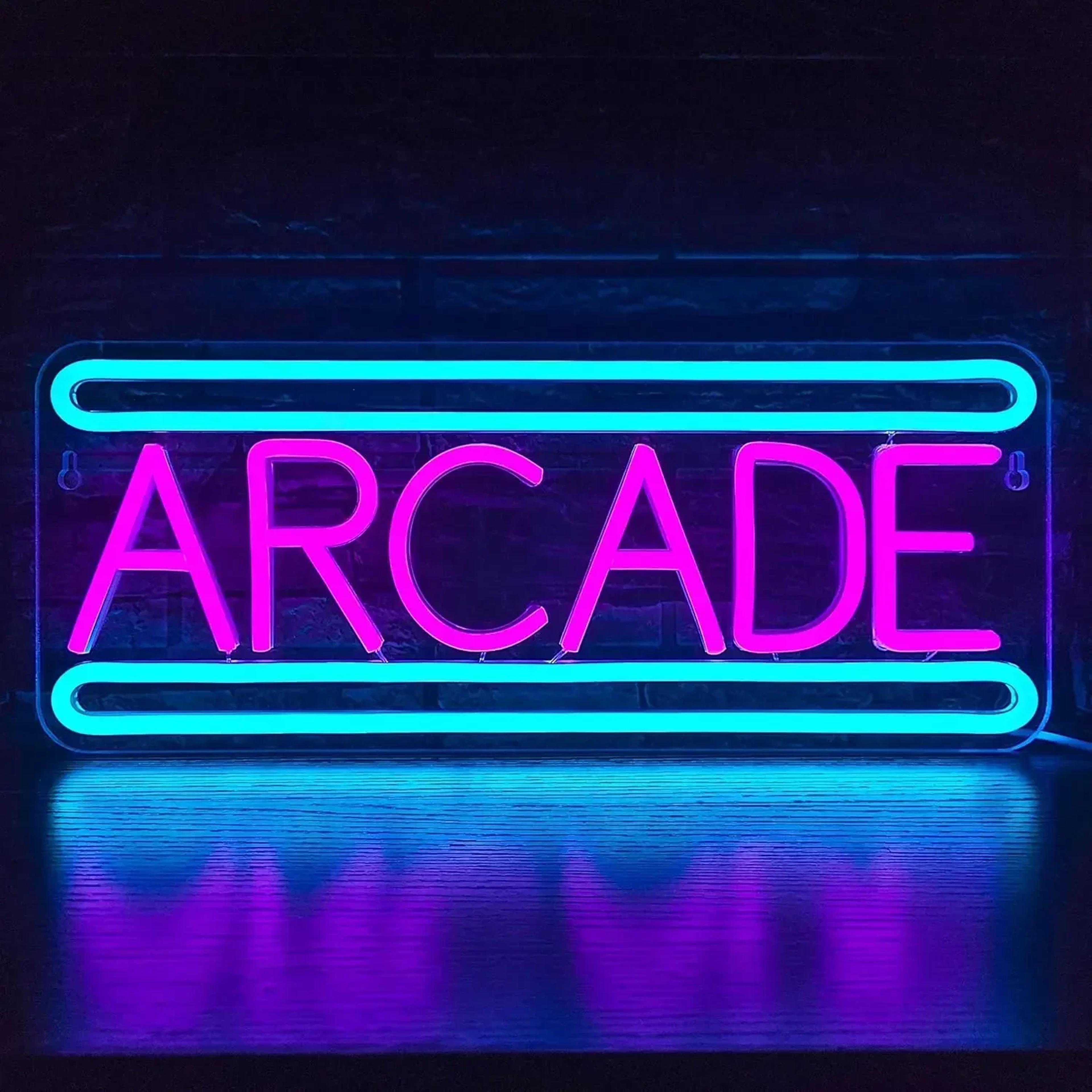 arcade led neon sign wall decor for game rooms and parties