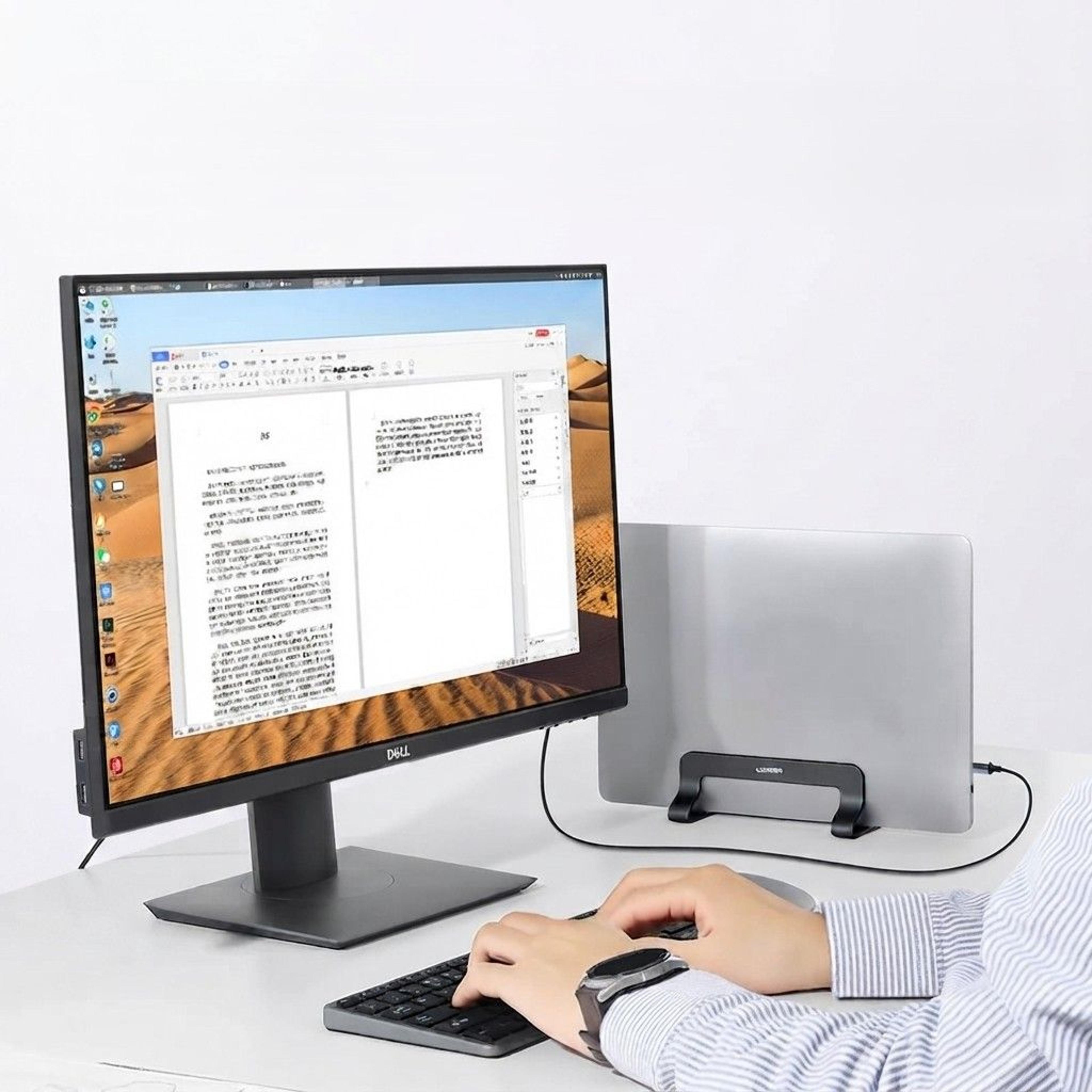 vertical laptop stand aluminum holder for macbook pro air tablet and phone