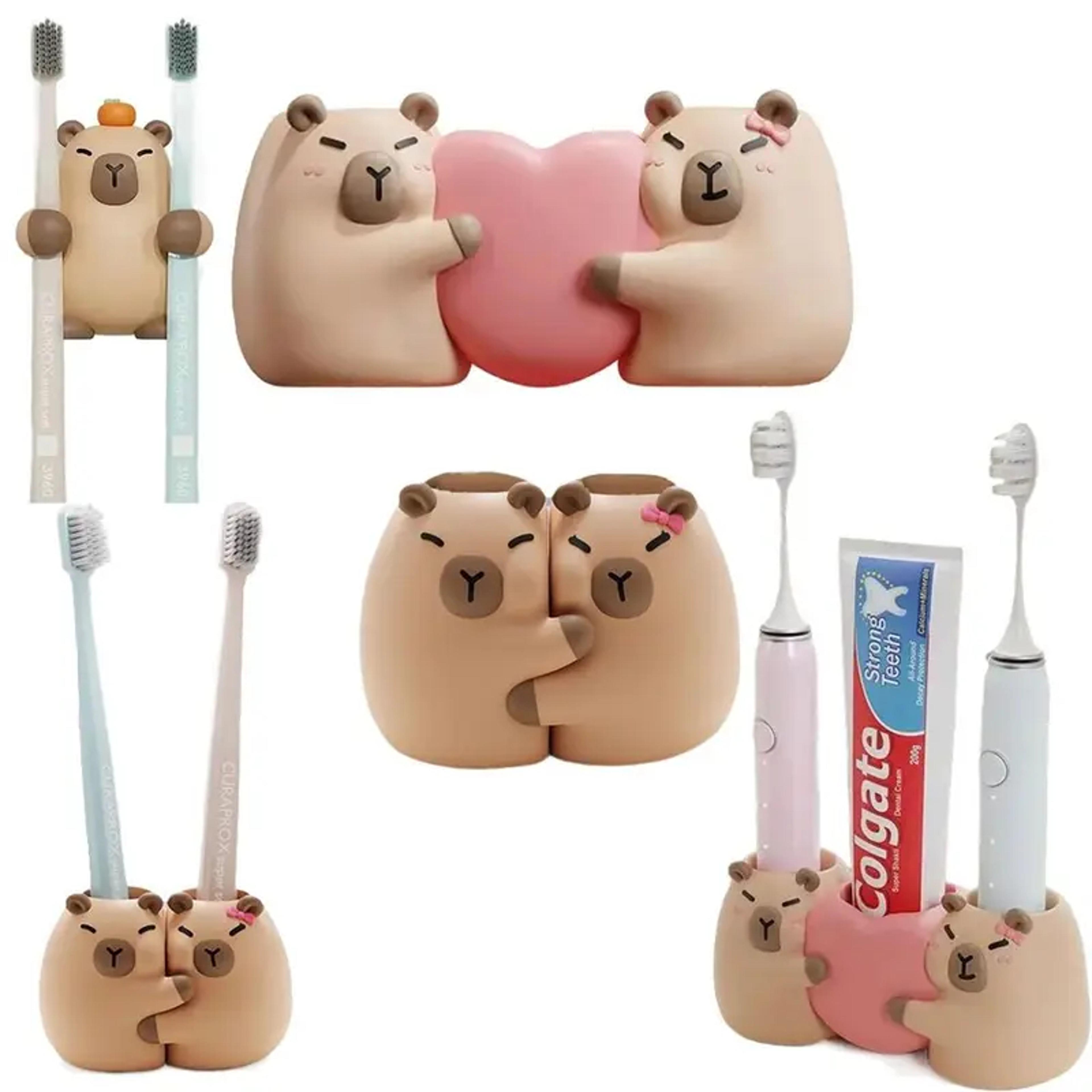 capybara toothbrush holder bathroom storage rack with drainage design