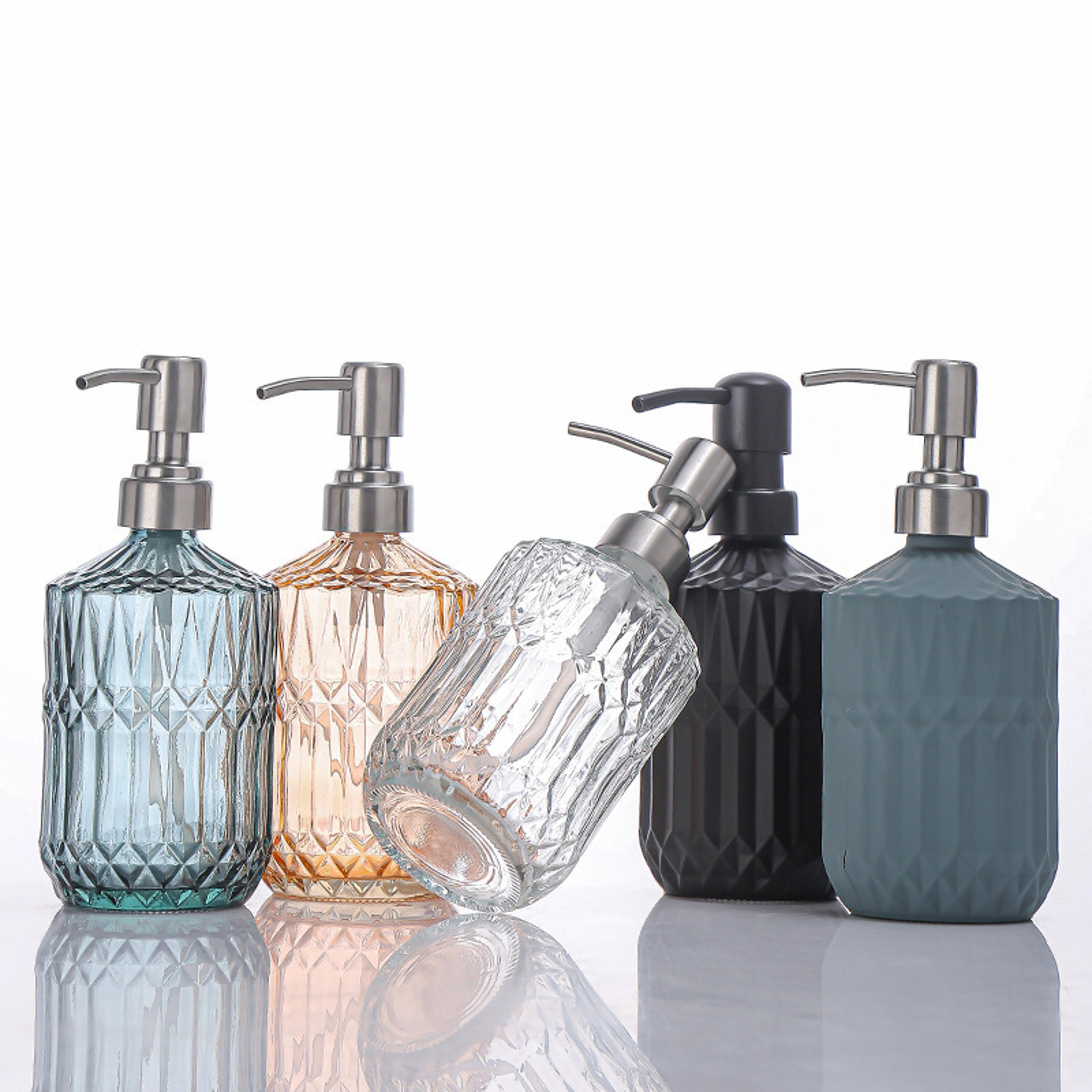 elegant glass lotion dispenser bottle for hotel spa bathroom shower gel and hand sanitizer storage