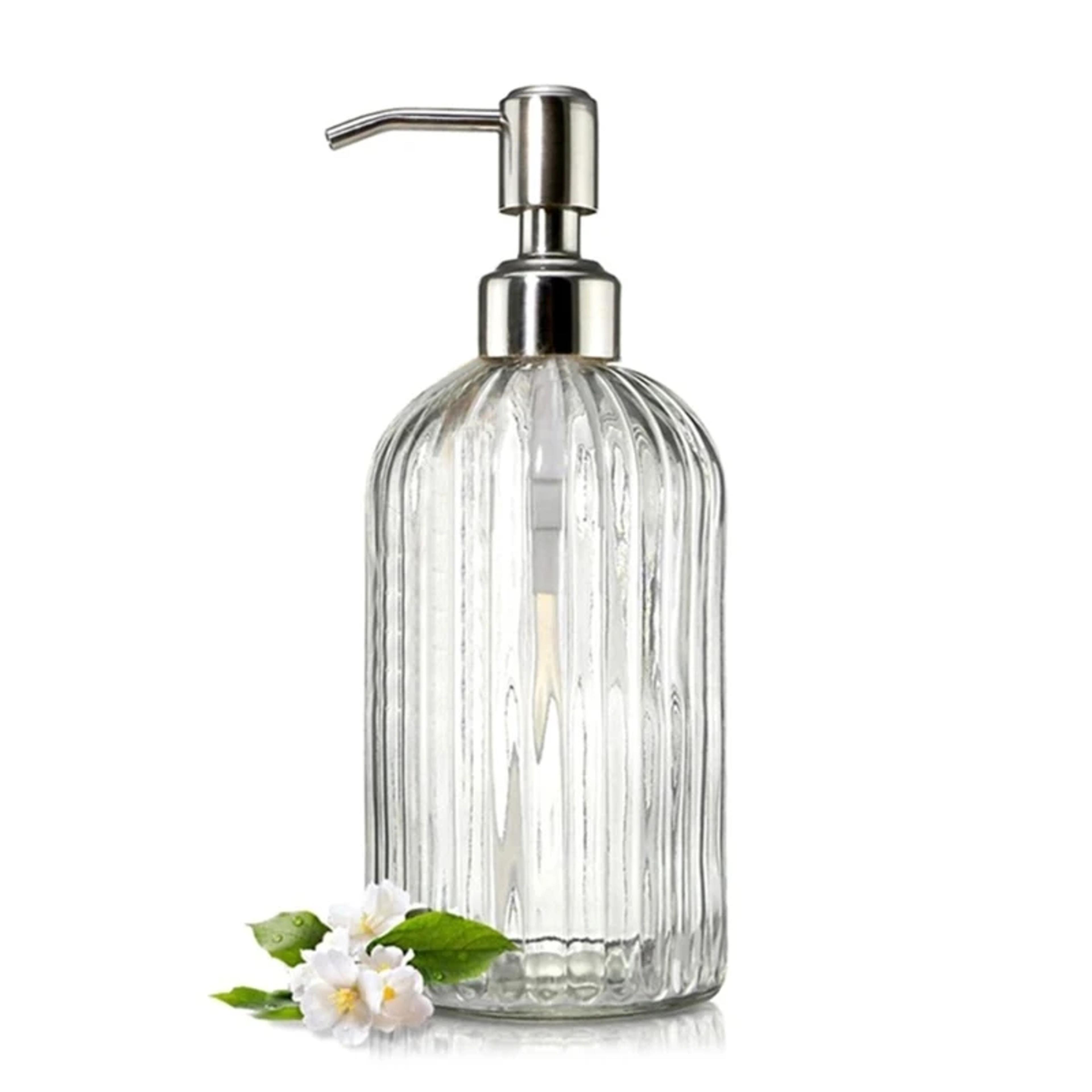 clear glass soap dispenser bottle for bathroom and kitchen hand soap shampoo storage