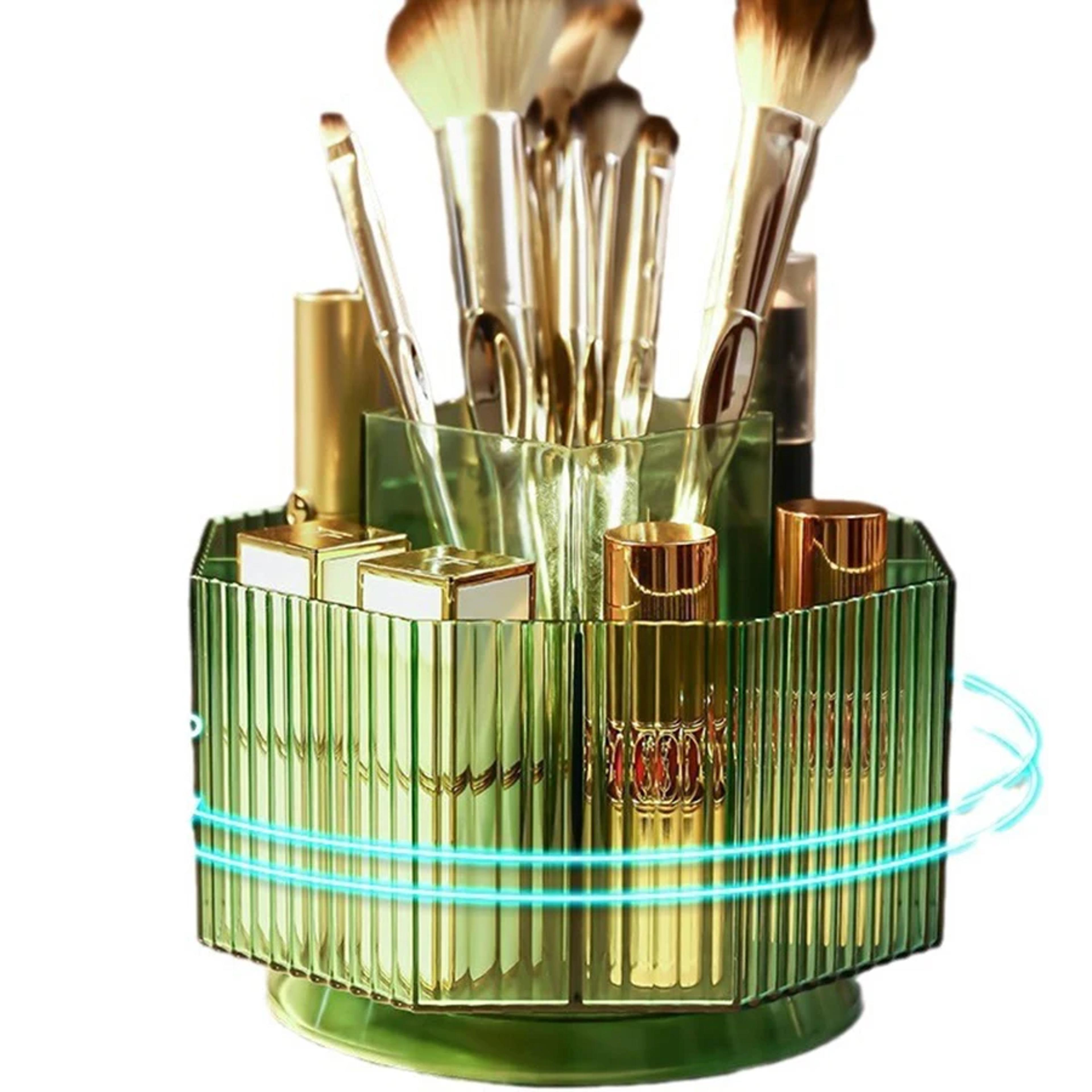 degree rotating makeup brush holder cosmetic organizer with vanity storage for brushes lipsticks and pens