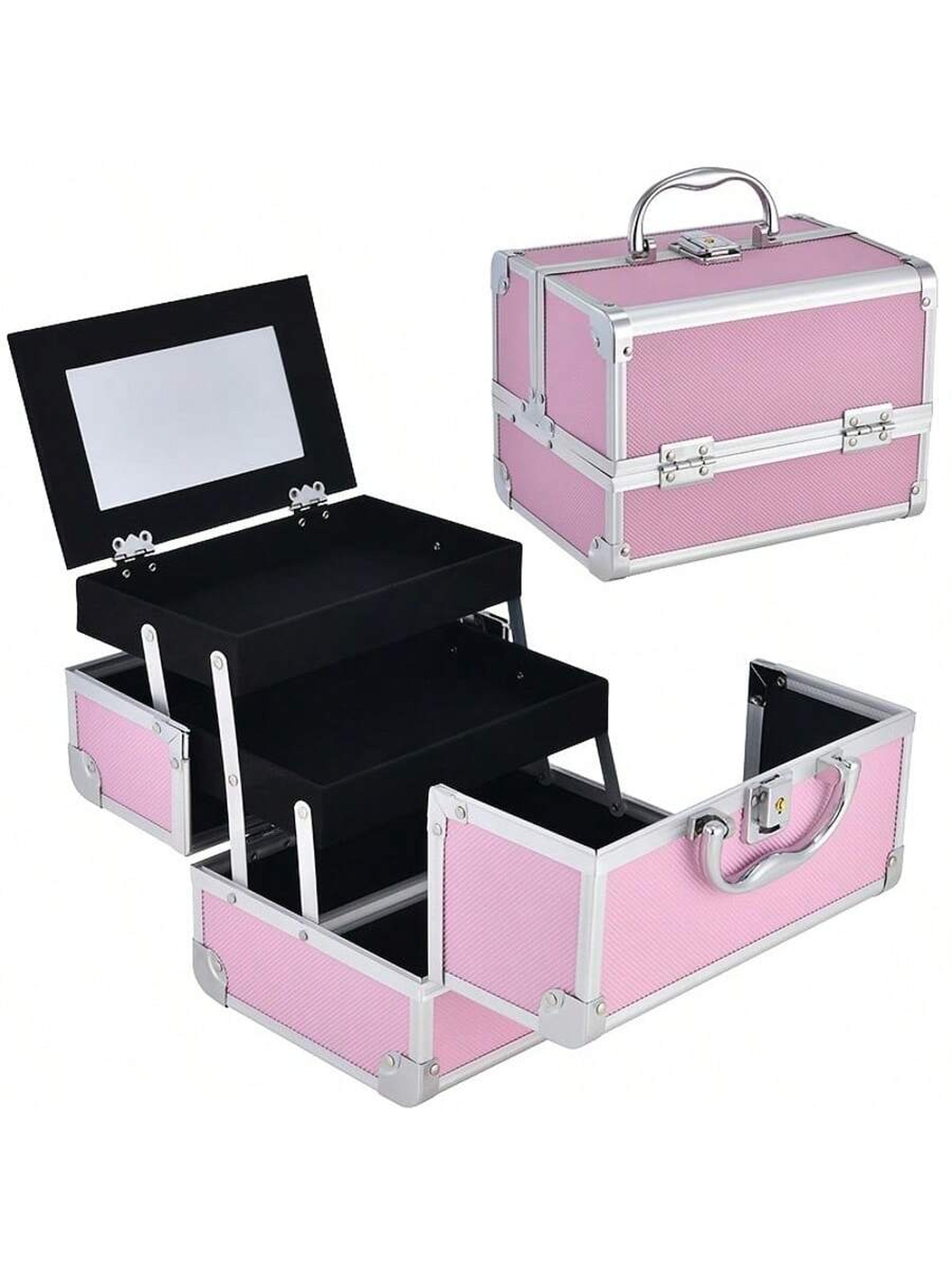 portable makeup case with mirror and lock secure cosmetic organizer for travel and beauty professionals