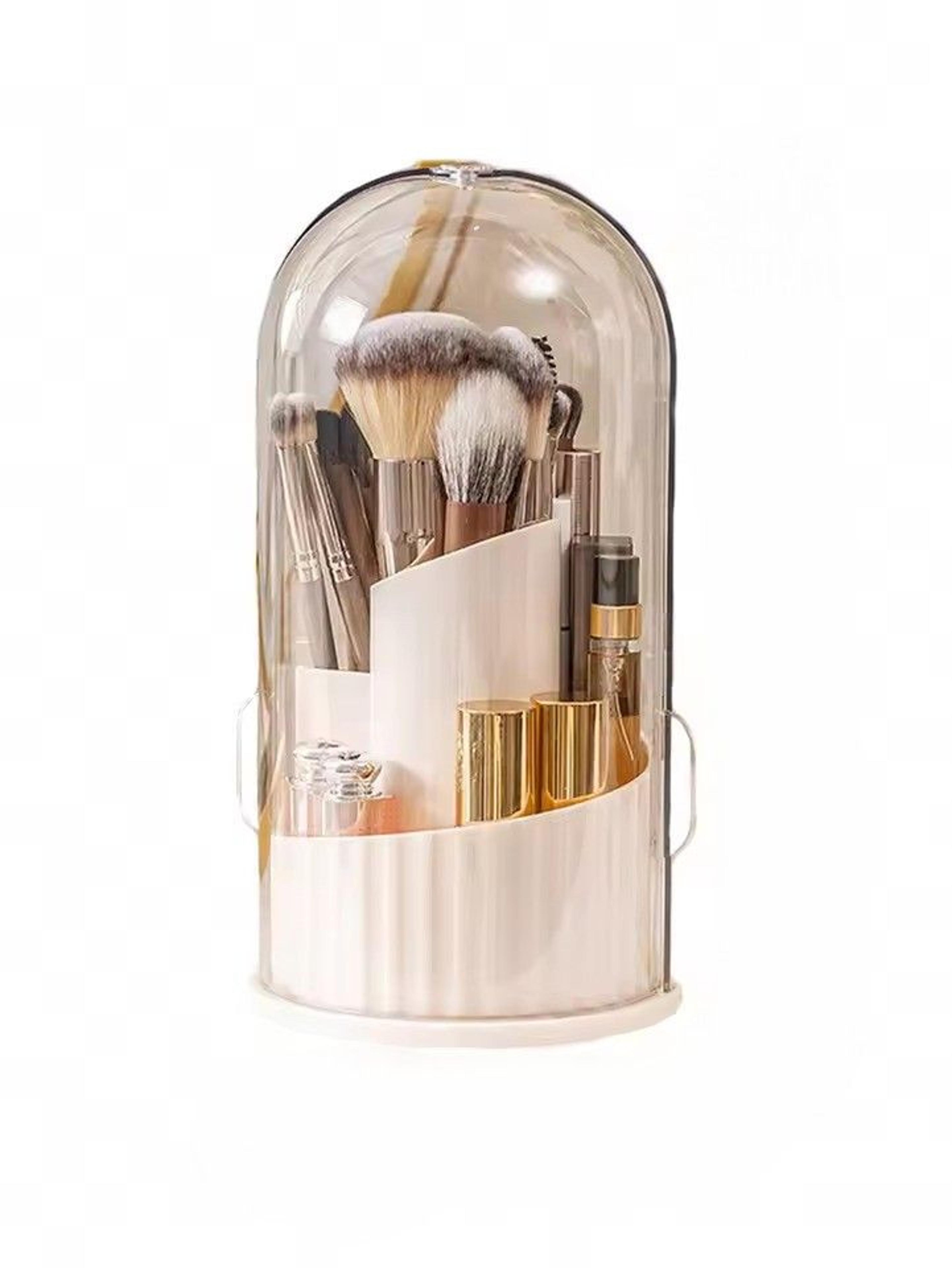 elegant rotating cosmetics organizer and desktop pen holder with dust proof storage tube