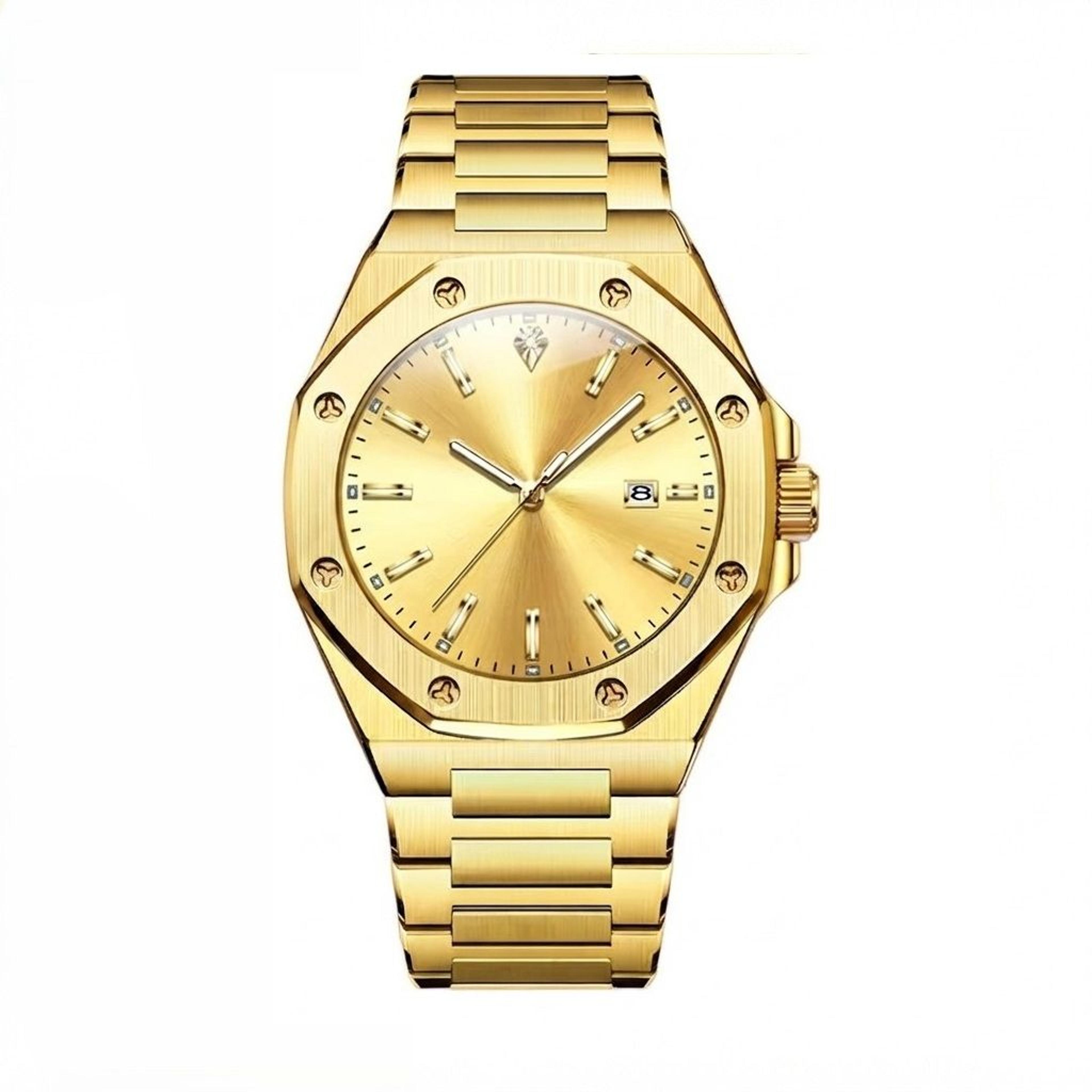 luxury men's skeleton watch waterproof quartz luminous calendar wristwatch