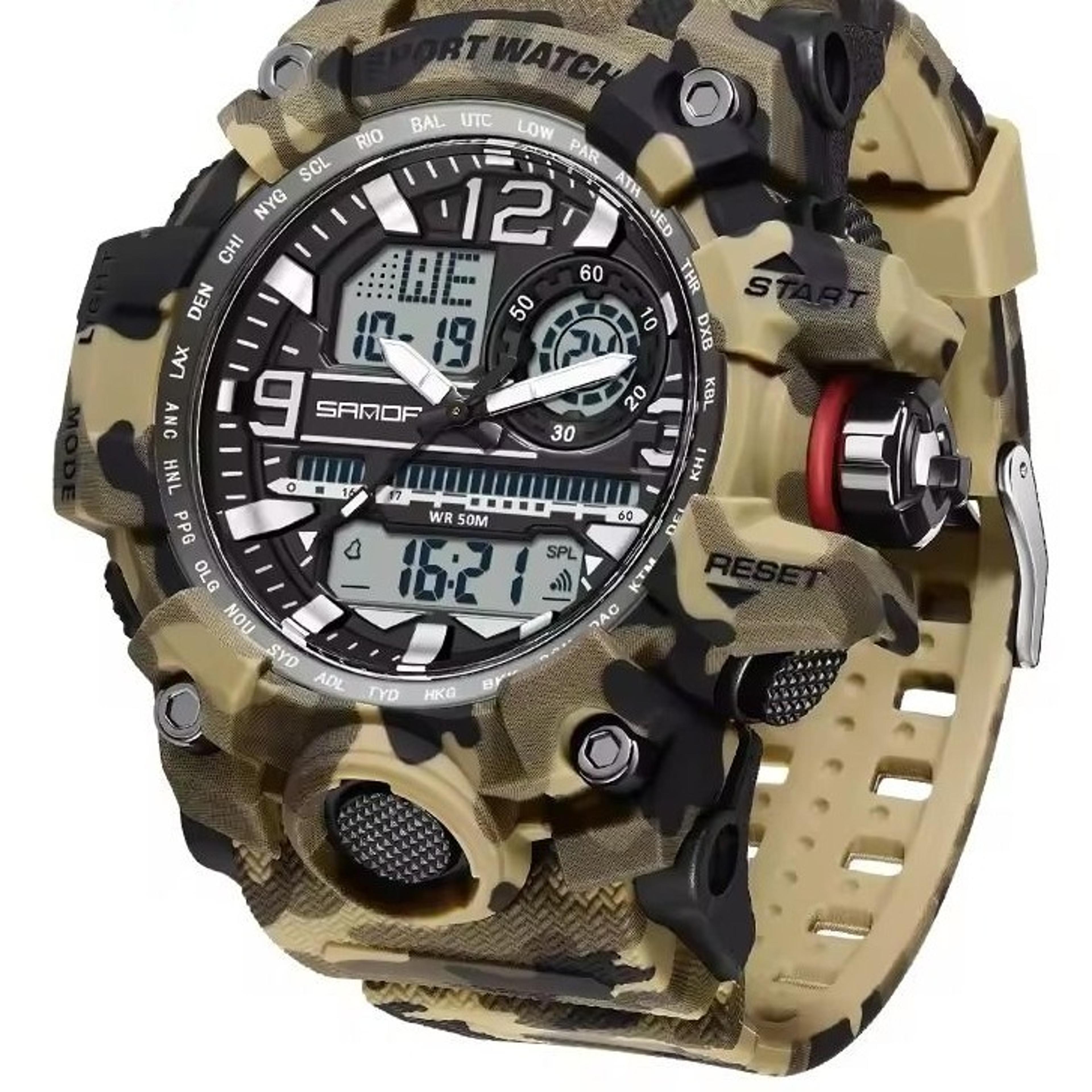 camouflage g style military digital sports watch with dual display waterproof design