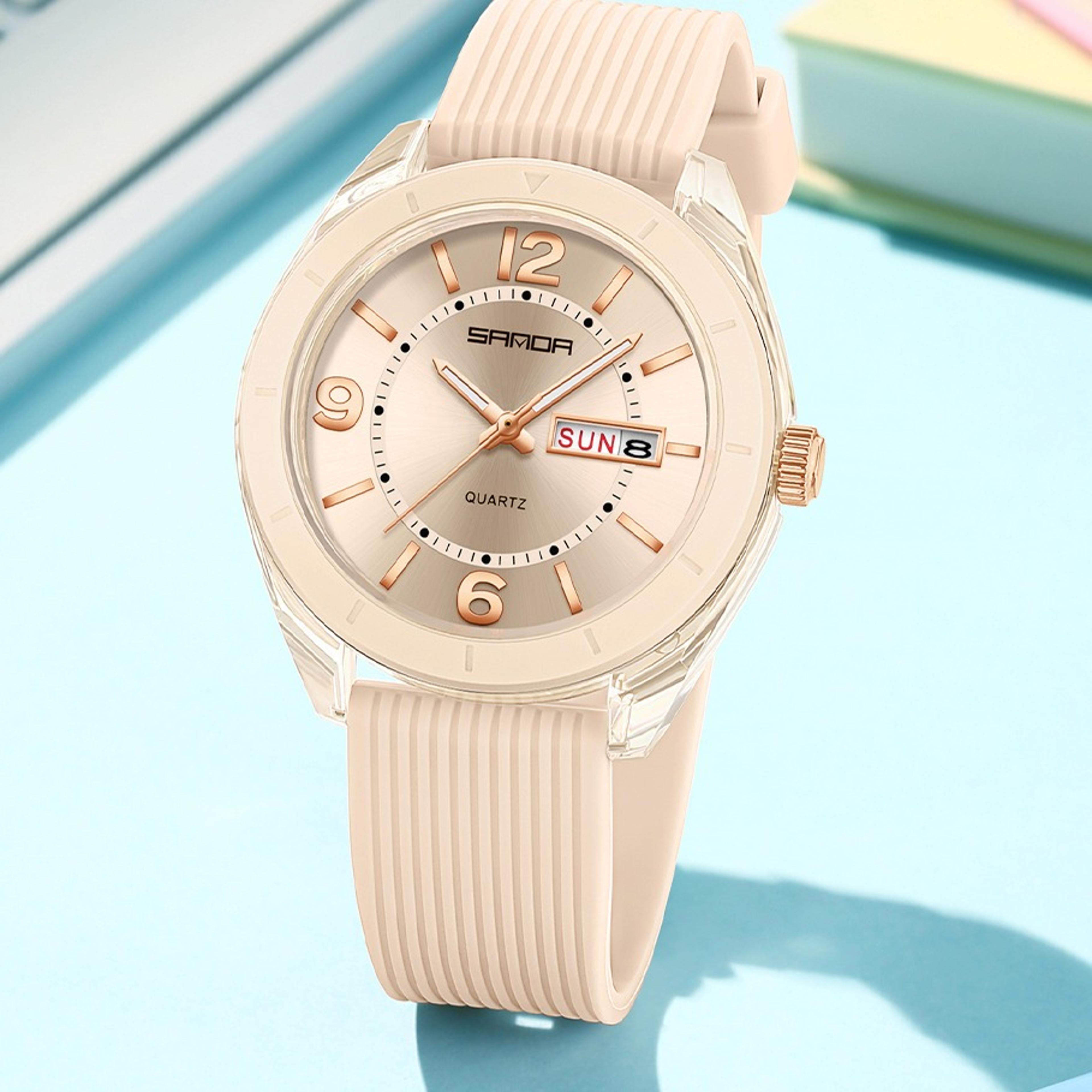 student quartz watch with night light waterproof double calendar