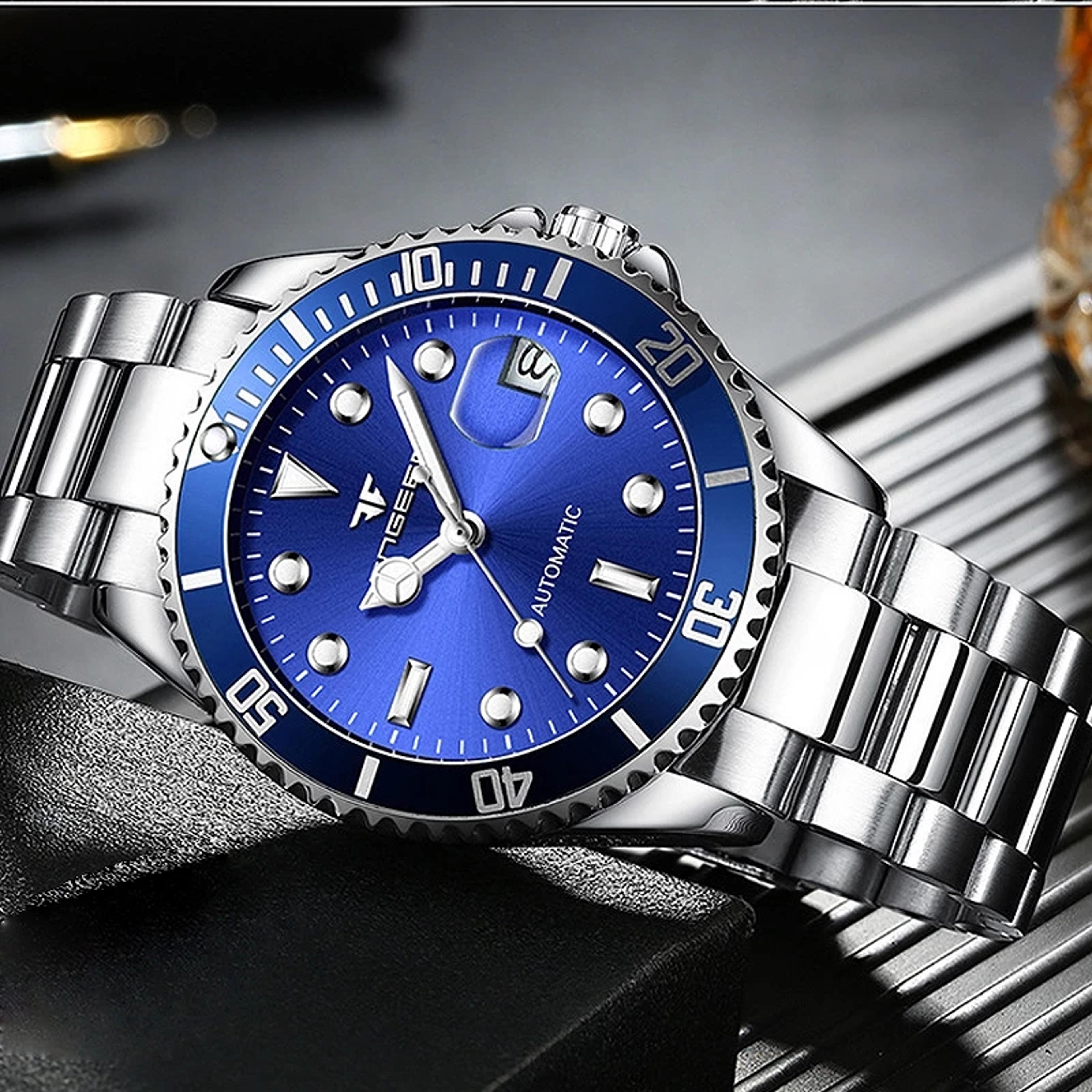 luxury automatic mechanical watch for men with ceramic bezel sapphire glass