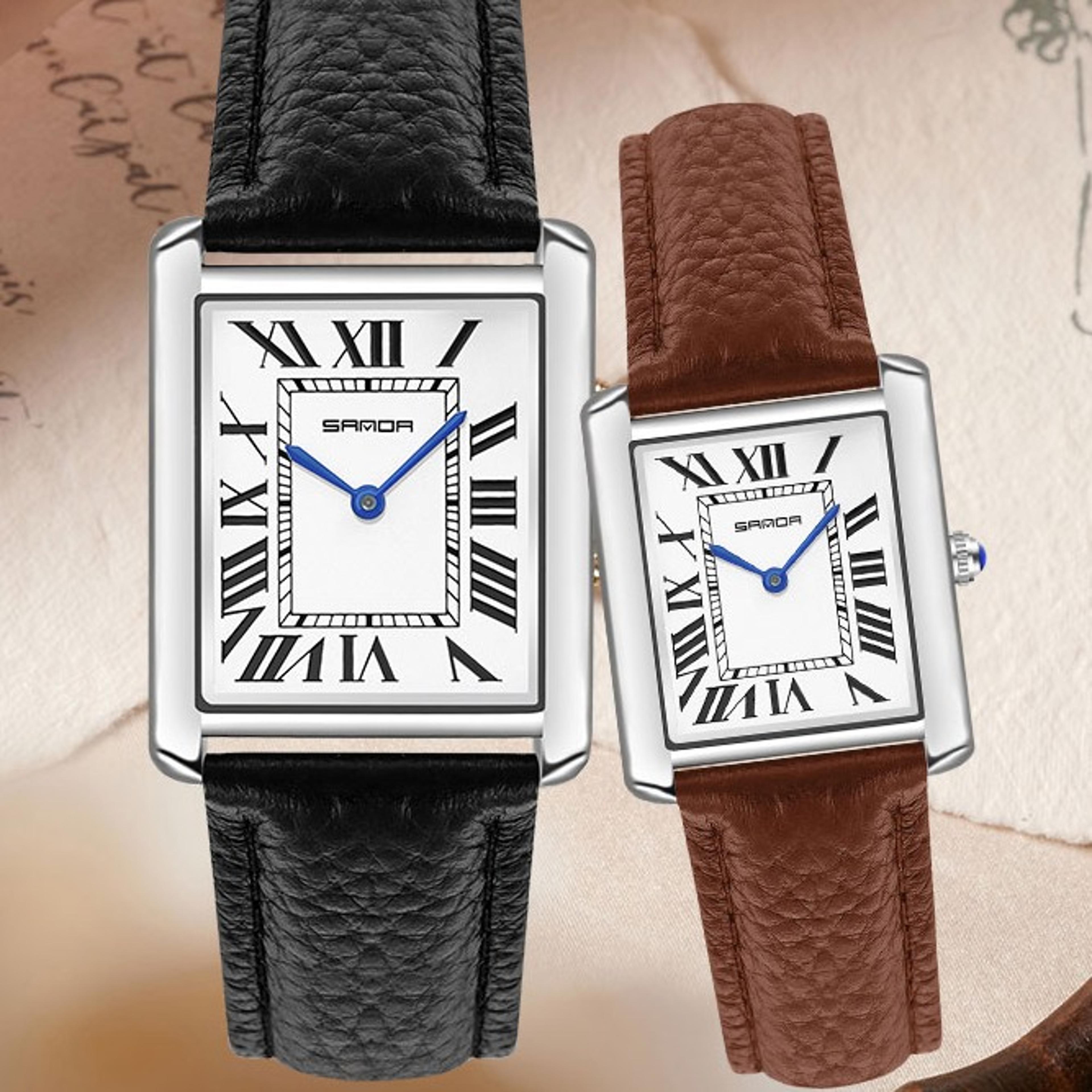 roman numeral leather strap quartz watch for men and women classic waterproof wristwatch