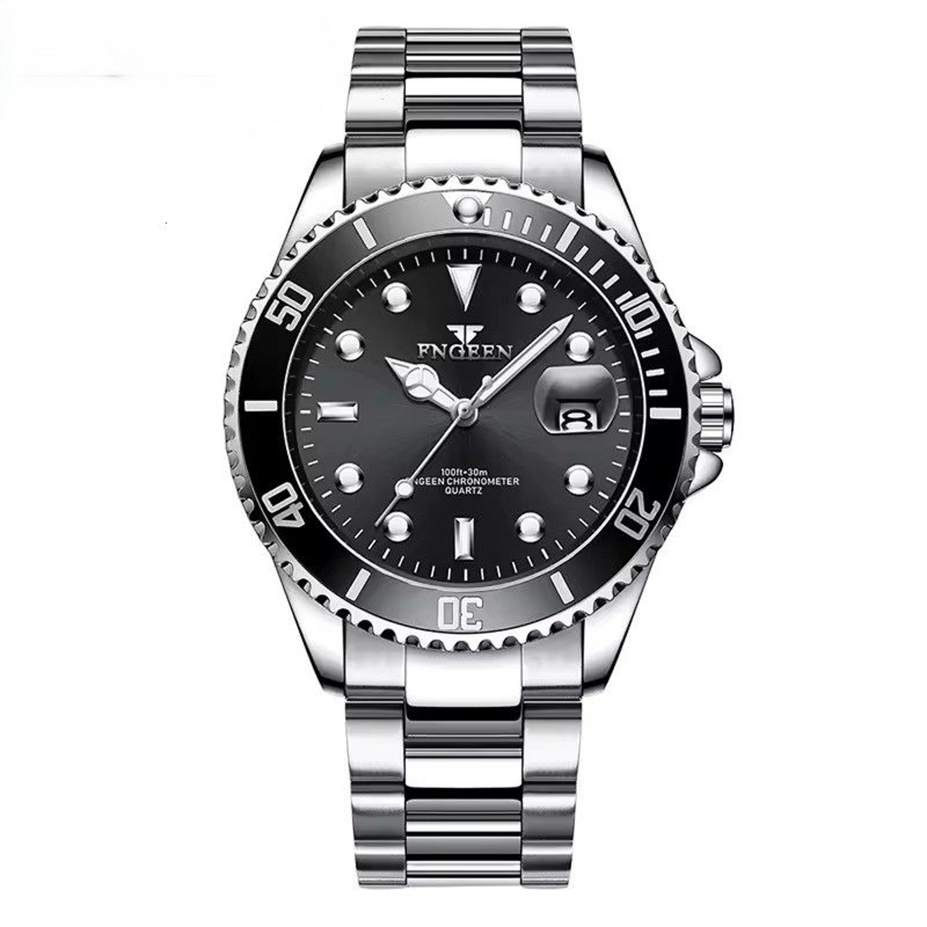 ultra thin mens quartz watch with stainless steel strap and luminous display