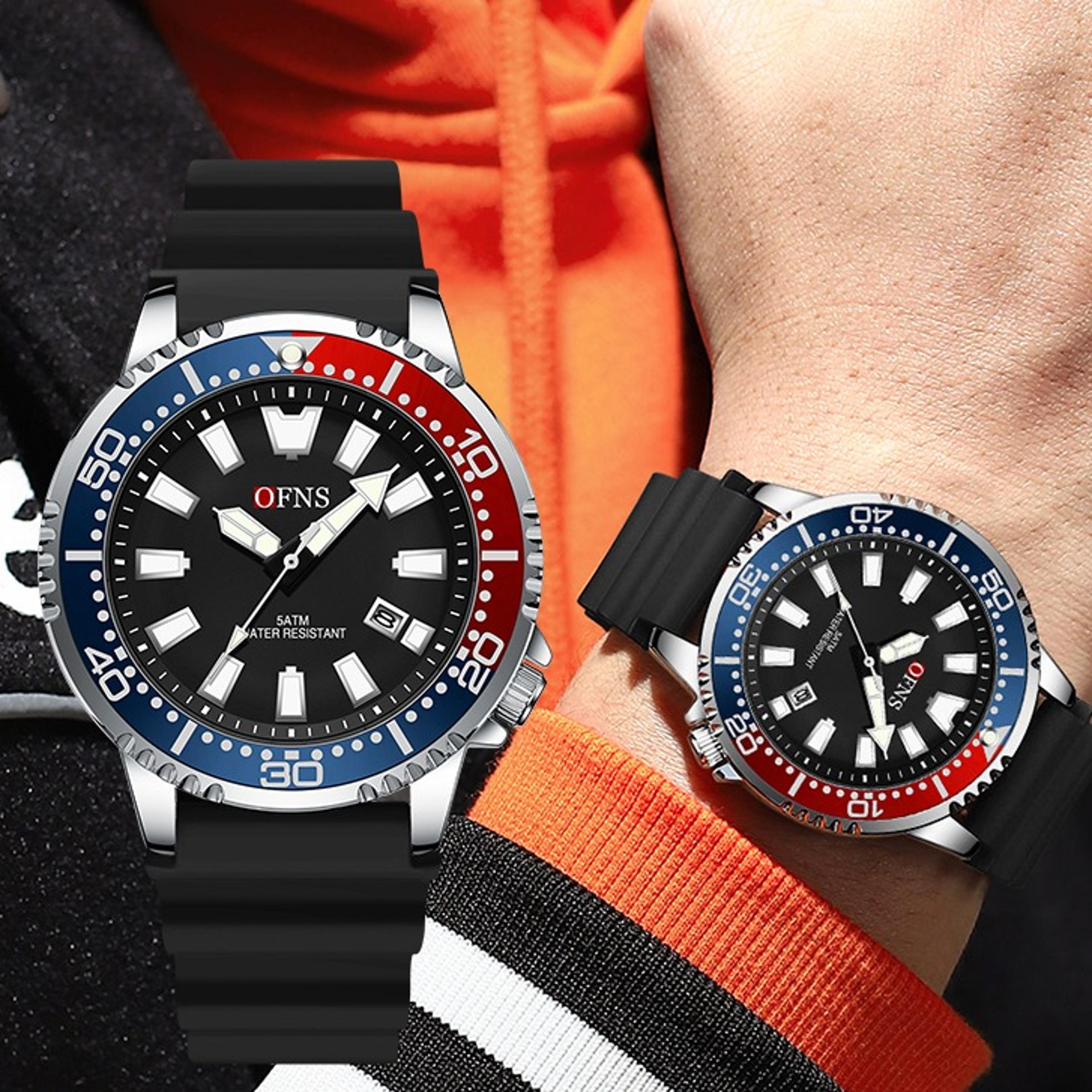mens silicone strap quartz watch waterproof casual business watch with calendar night light
