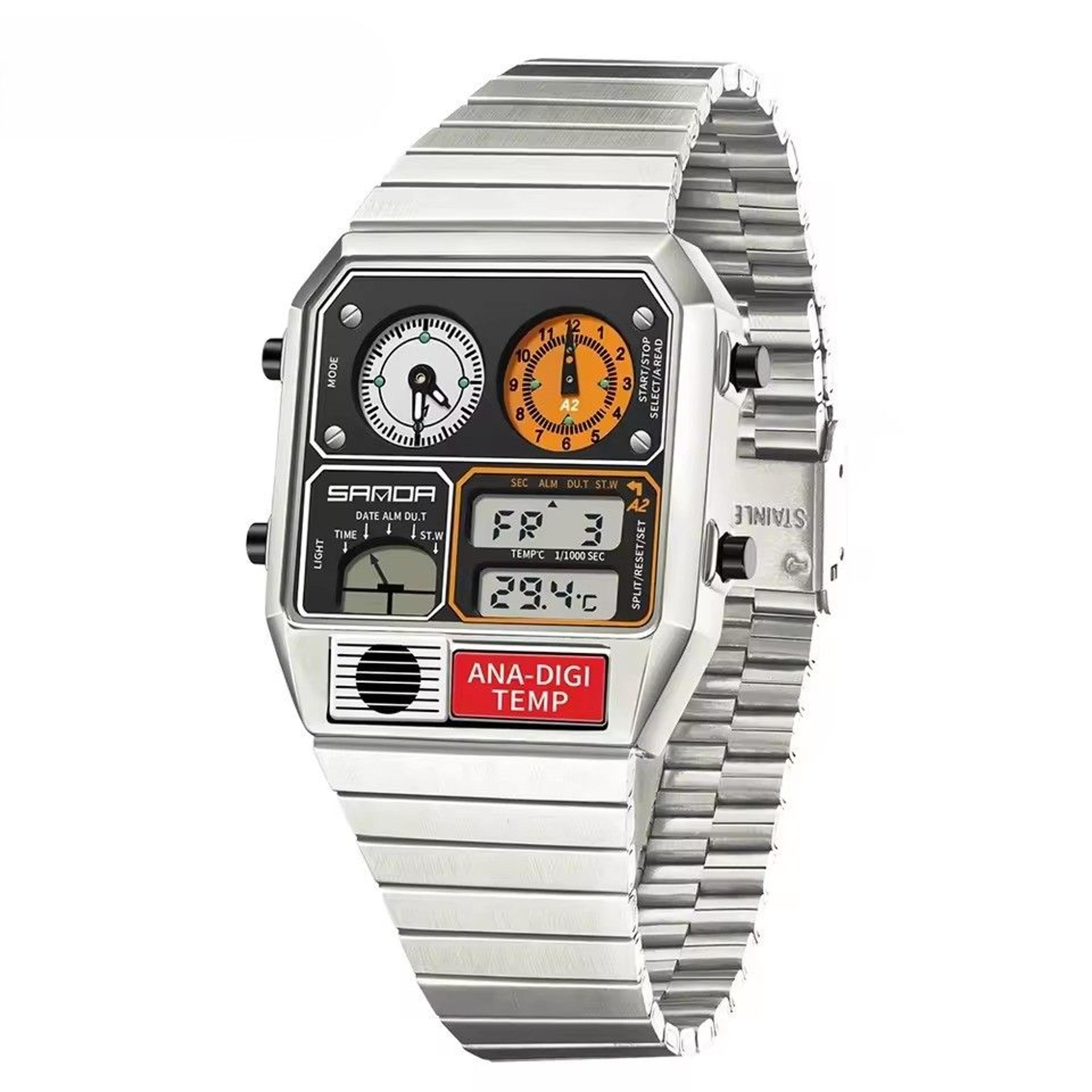 led digital sports watch for men with thermometer stopwatch multifunction display