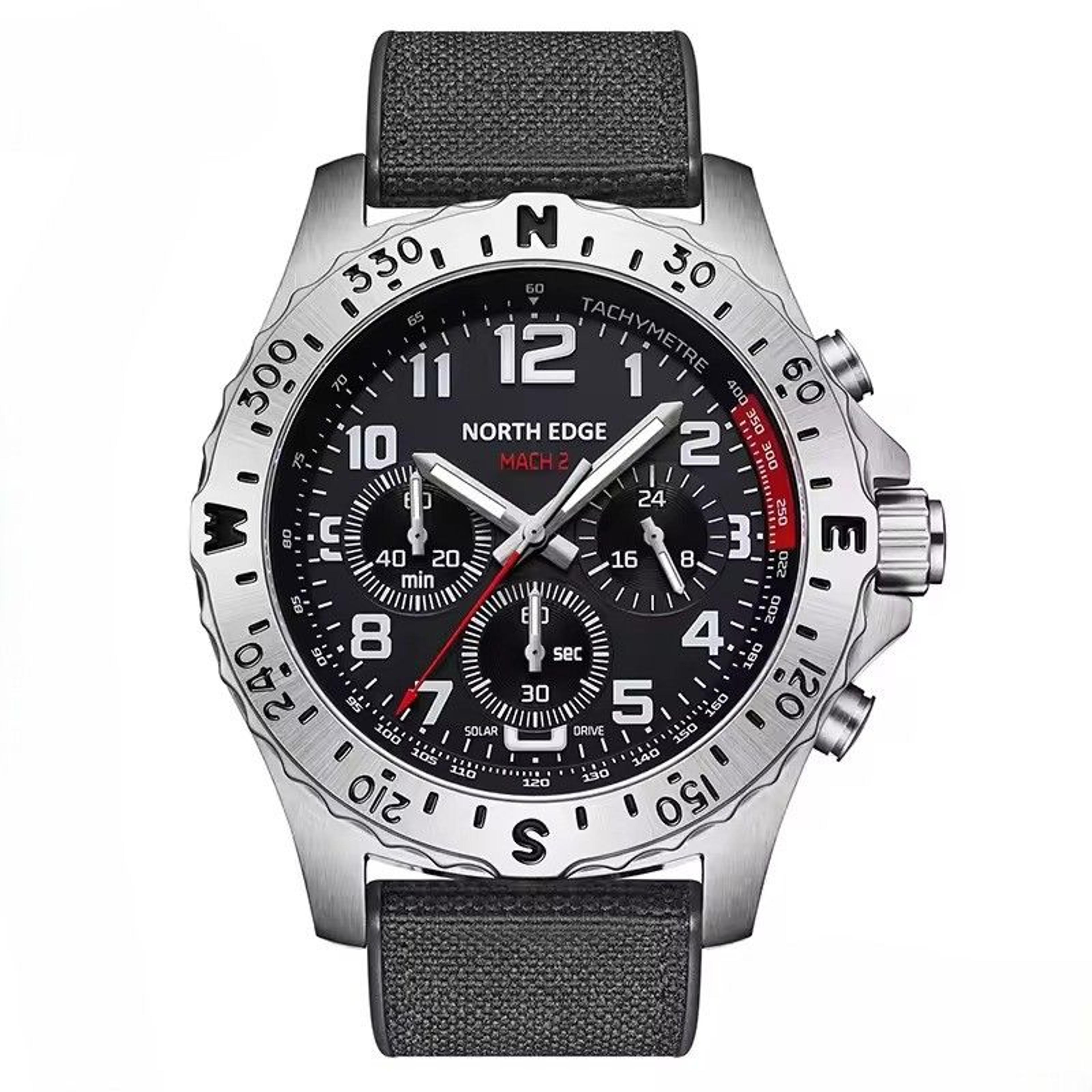 solar powered pilot chronograph watch for men water resistant