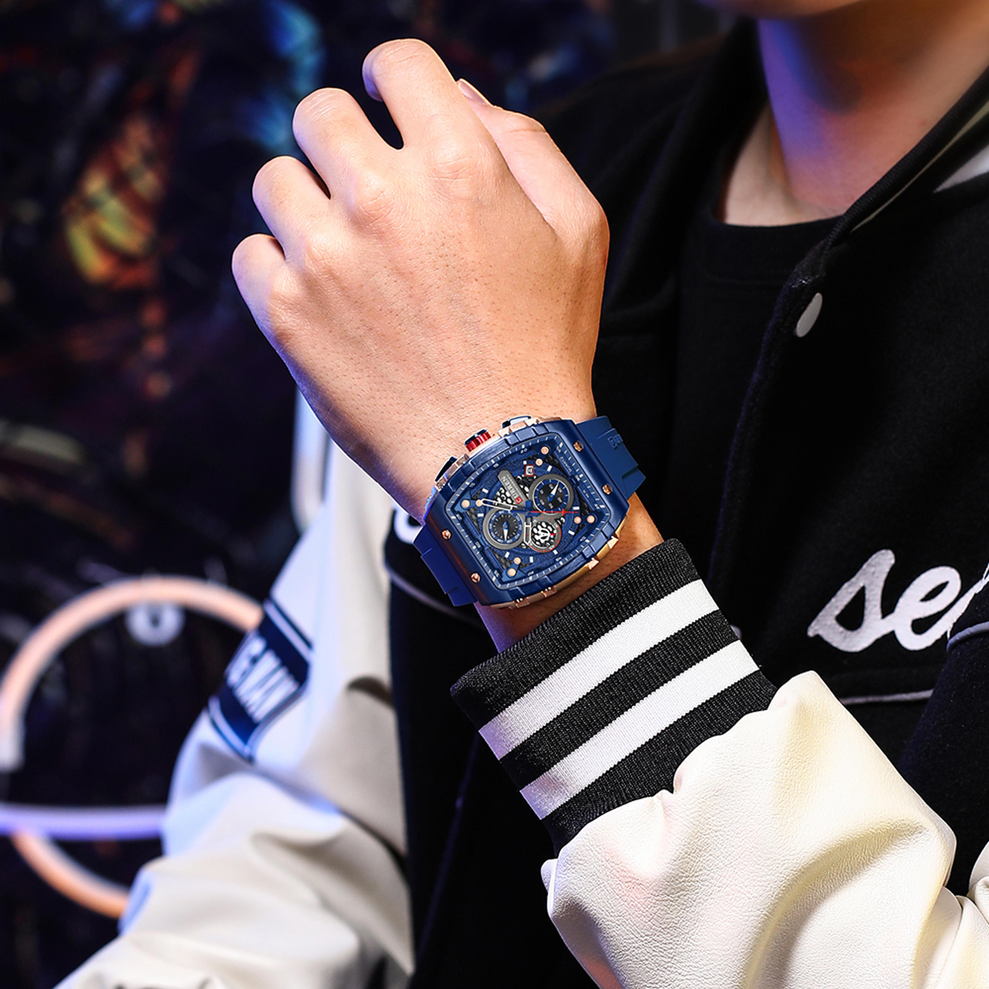 fashion men square dial luxury quartz sports waterproof watch