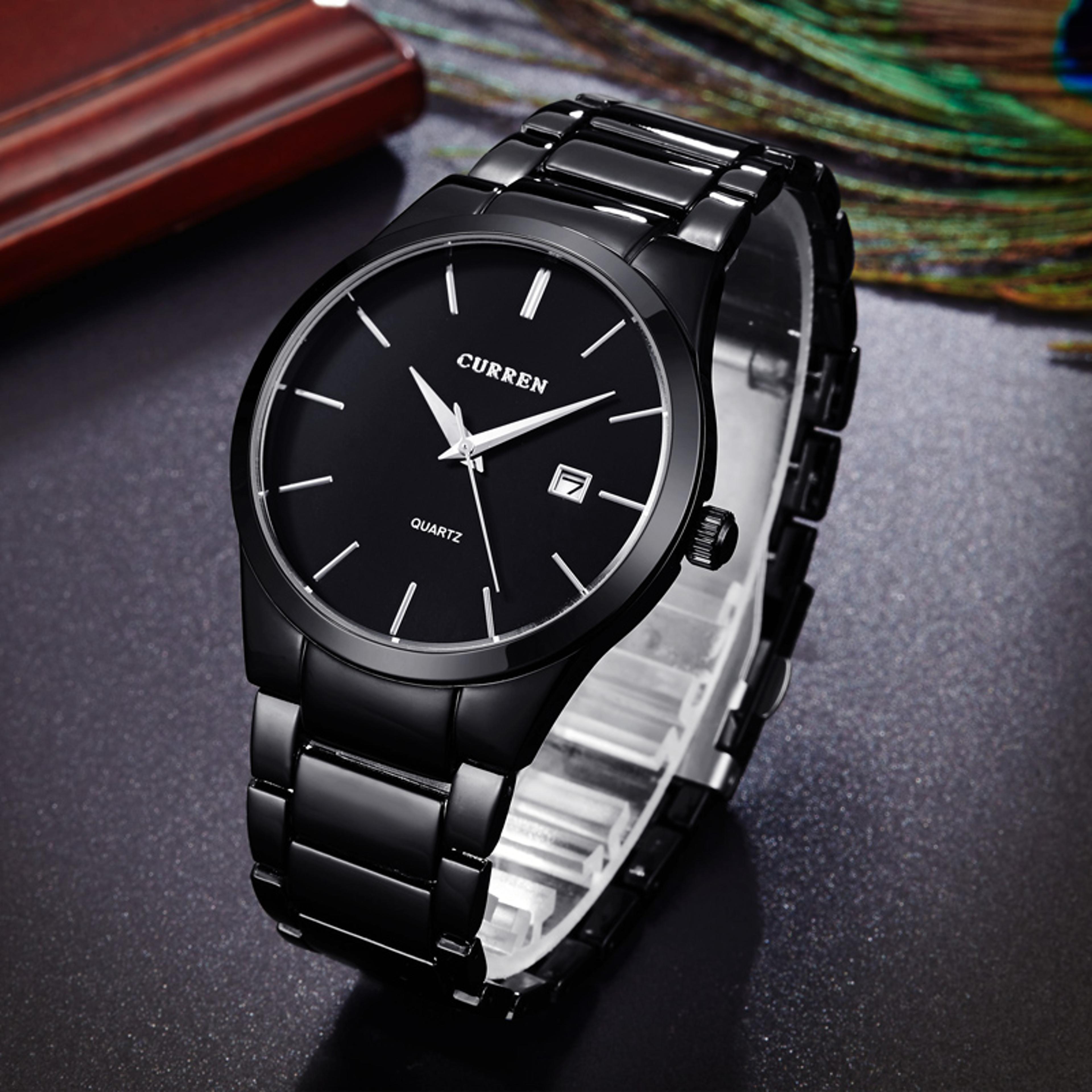curren luxury mens stainless steel quartz watch with calendar for business and casual style