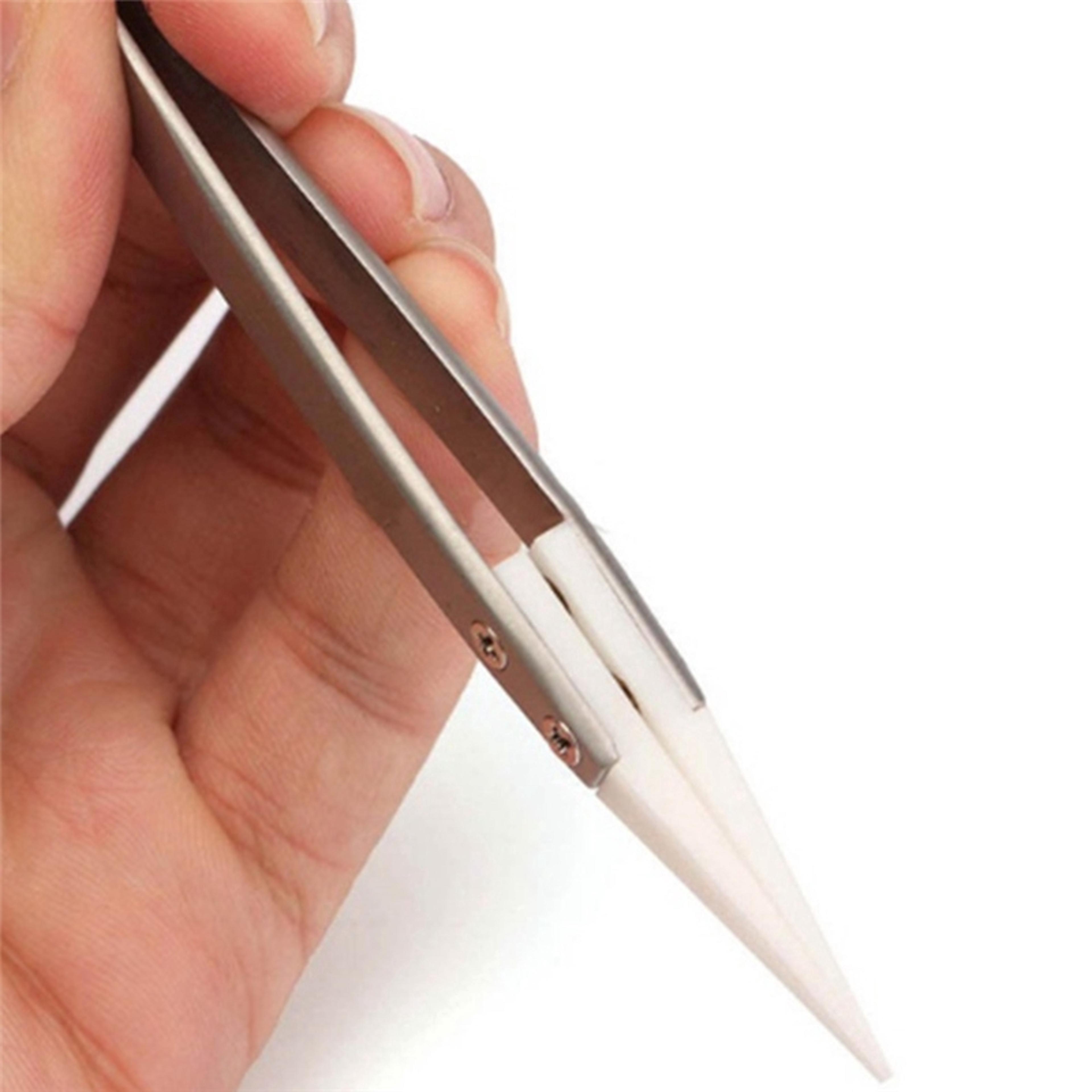 ceramic tip stainless steel tweezers for precision soldering and electronics repair