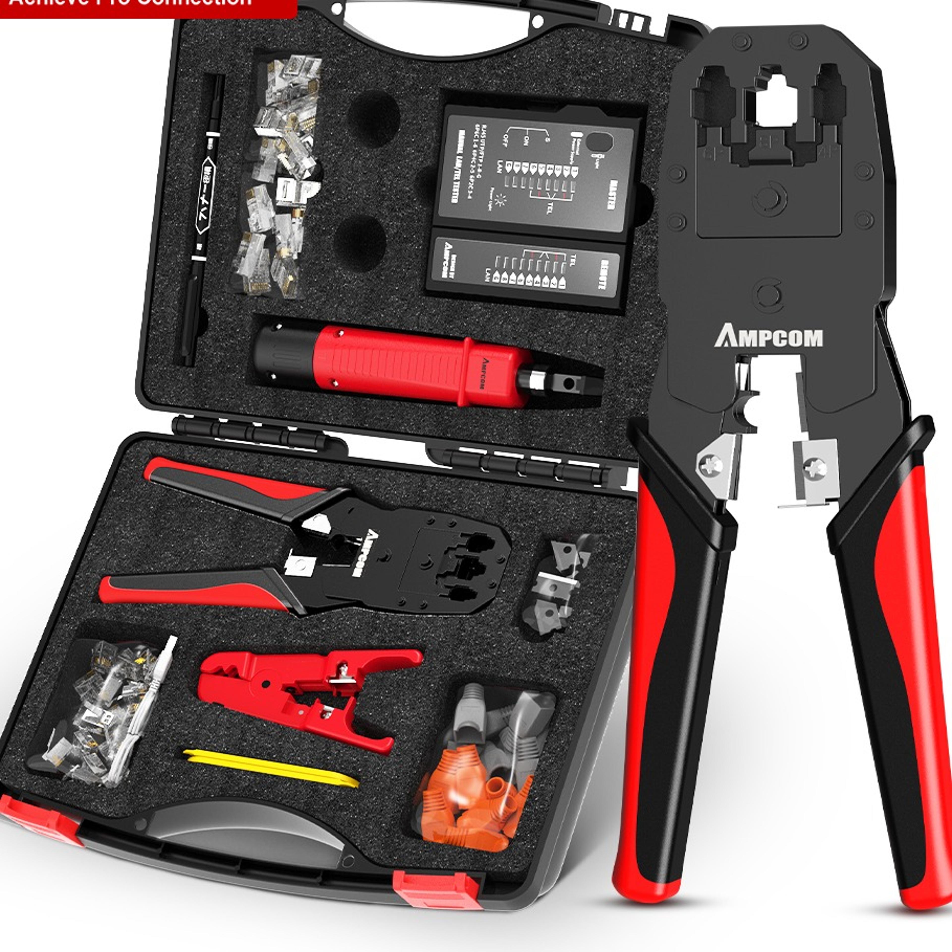 crimping tool kit with lan cable tester and ethernet repair tools