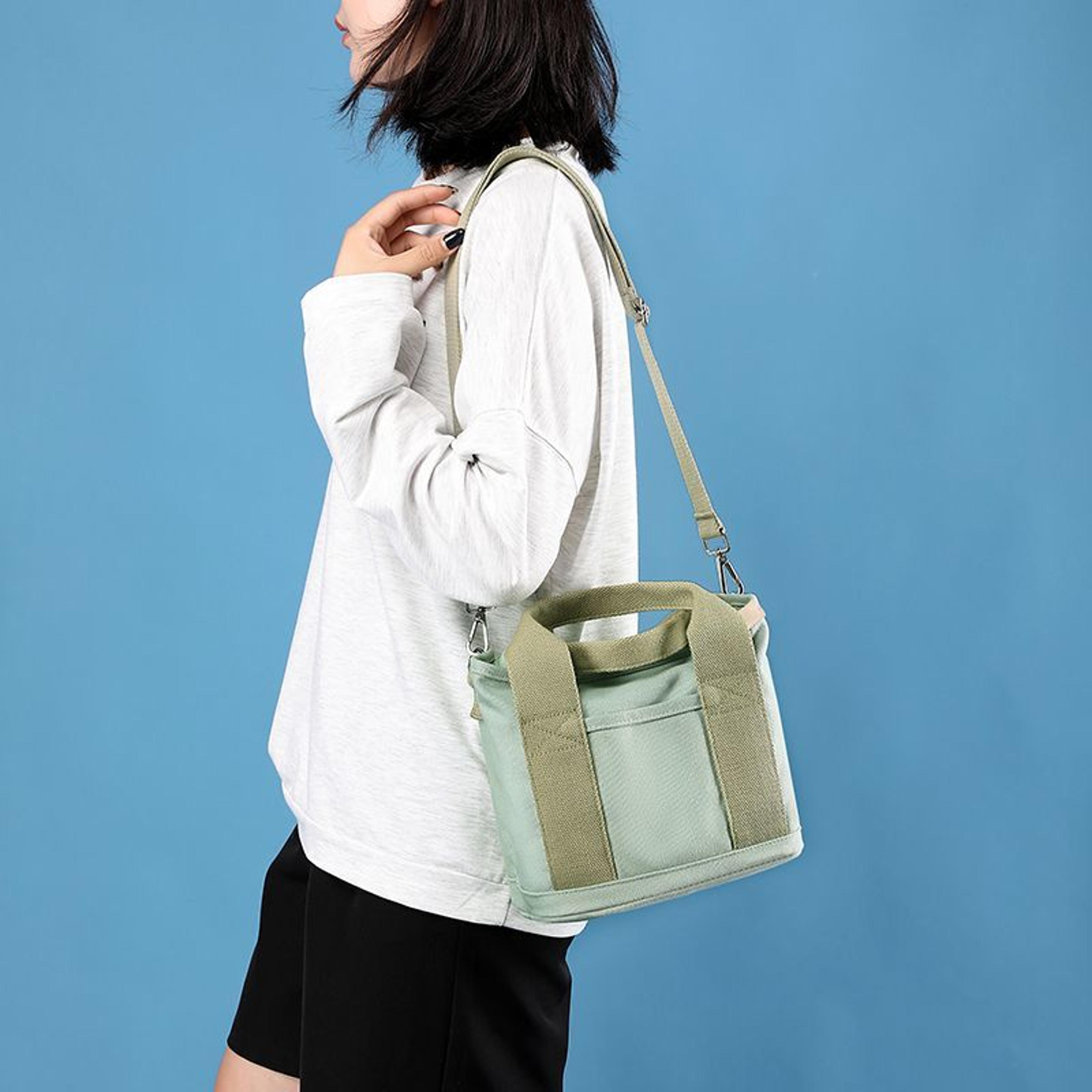 womens canvas shoulder bag small zipper bucket tote for everyday essentials