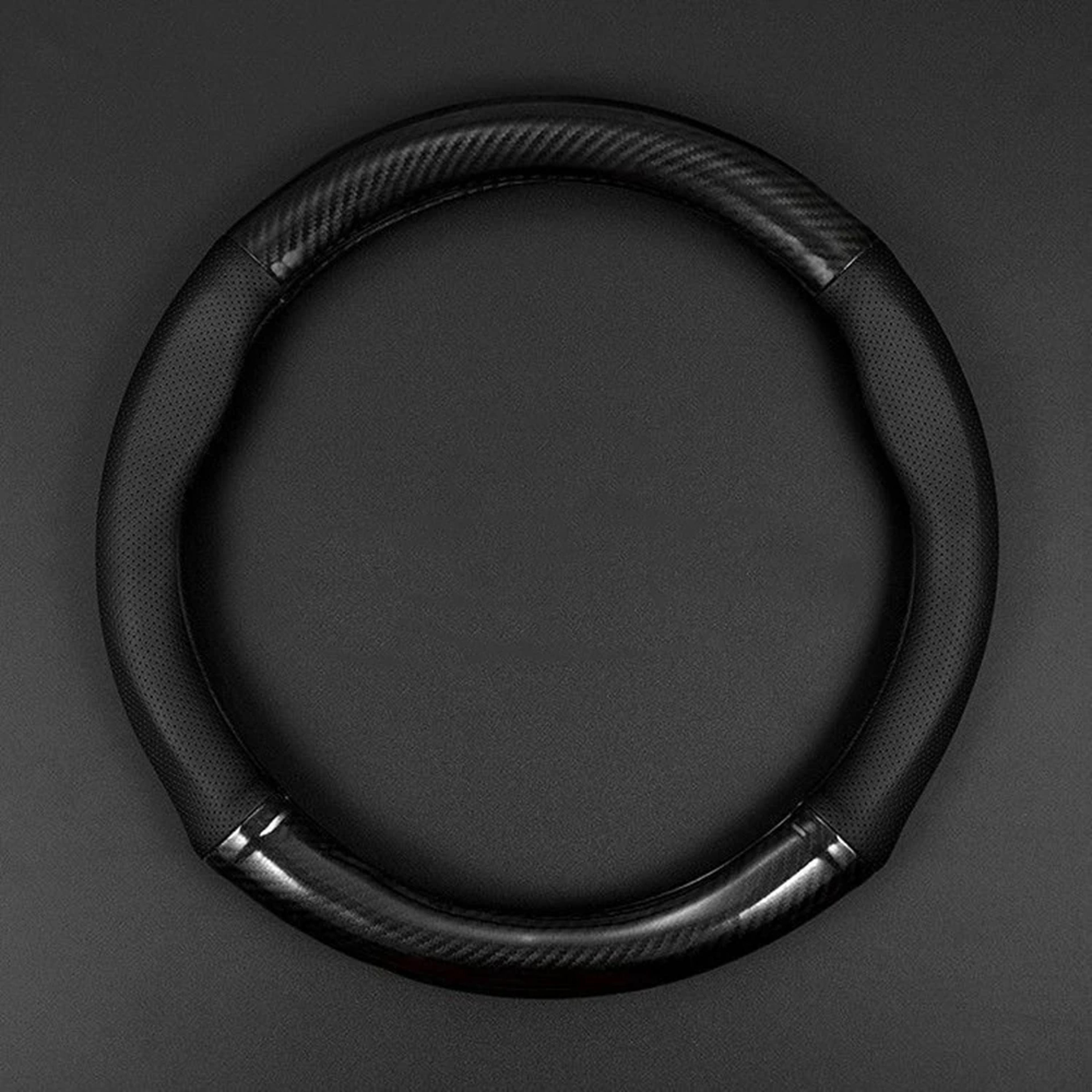 carbon fiber leather steering wheel cover with anti slip grip