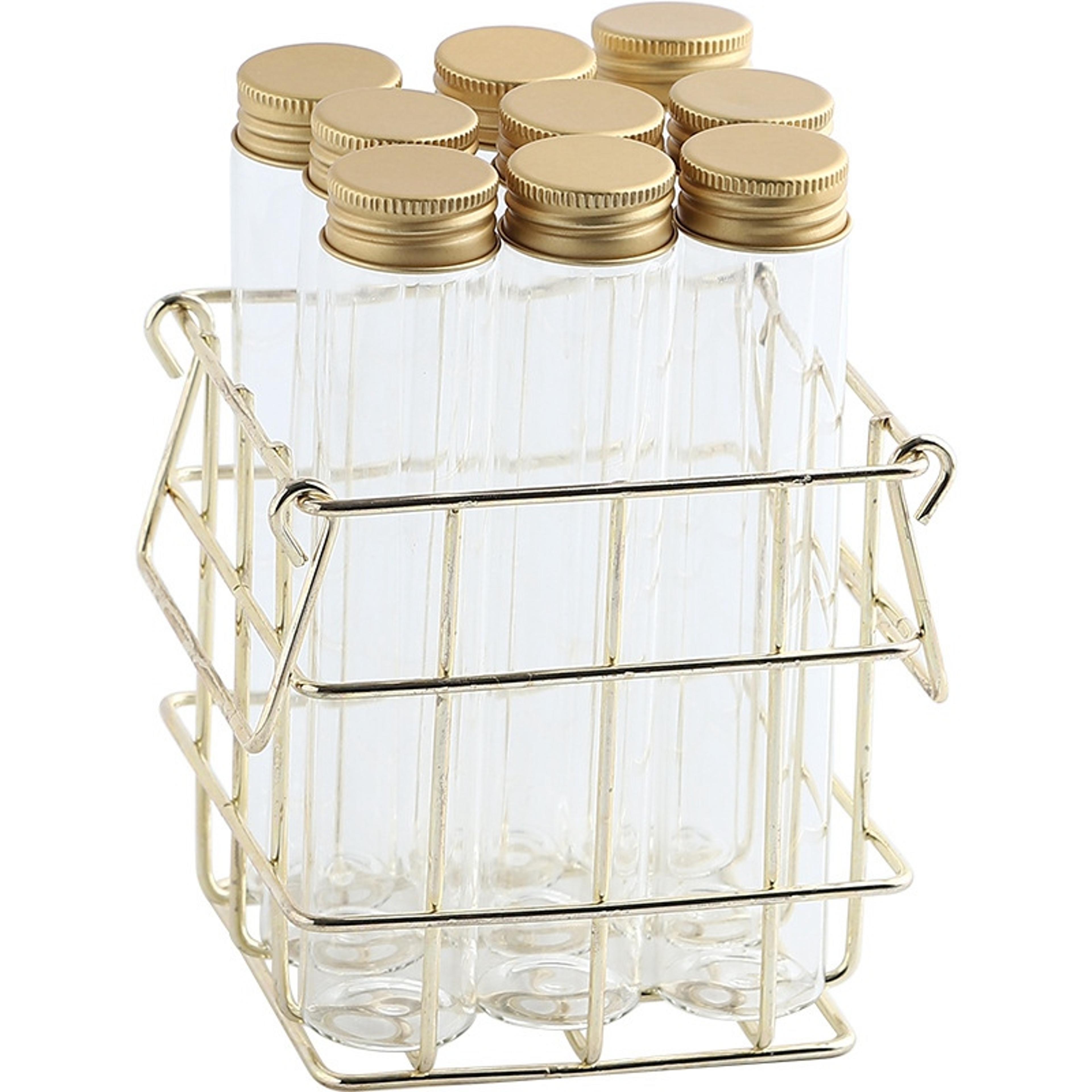 jar glass storage set with gold metal rack for tea coffee and spices