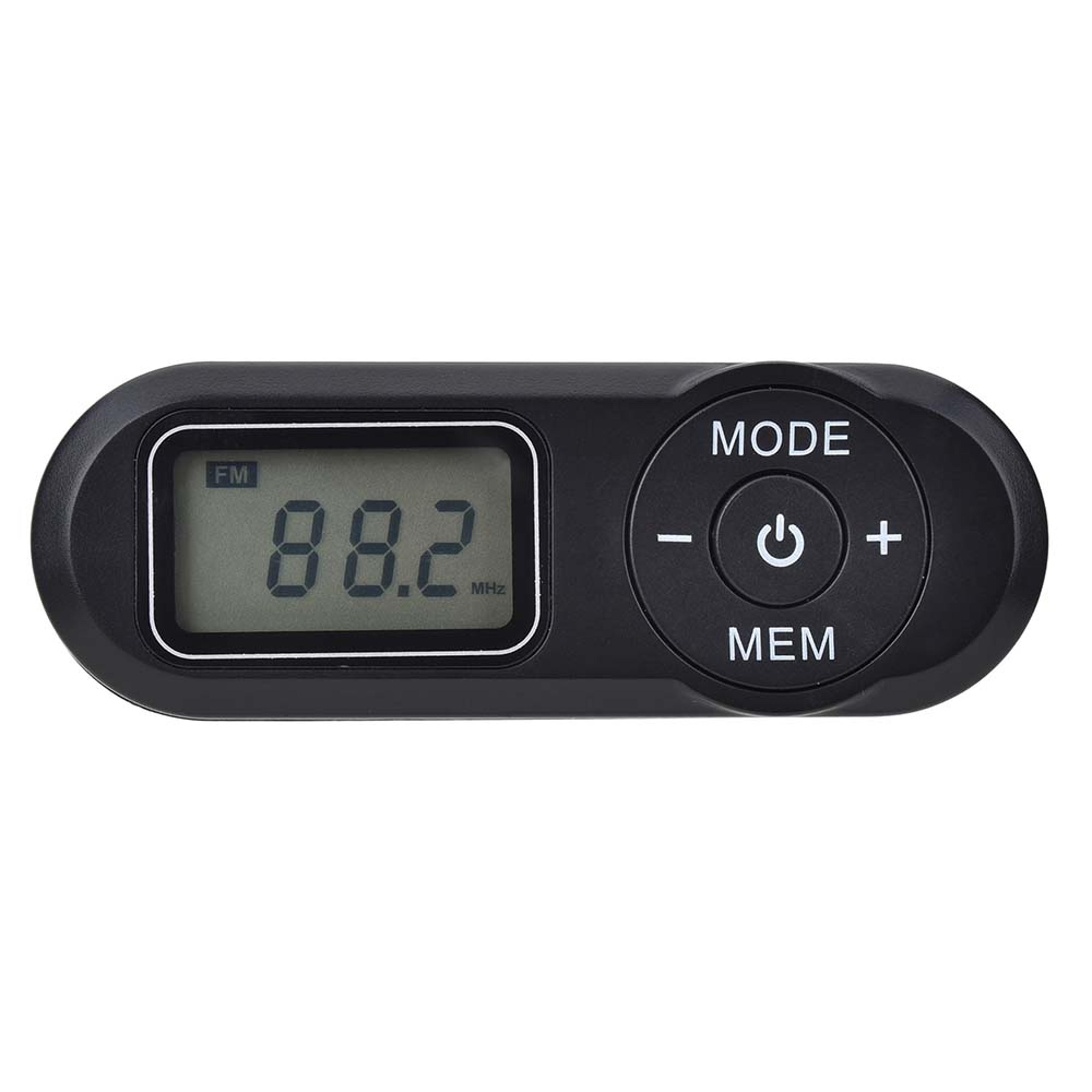 portable pocket fm radio with lcd display, headphone jack and neck lanyard