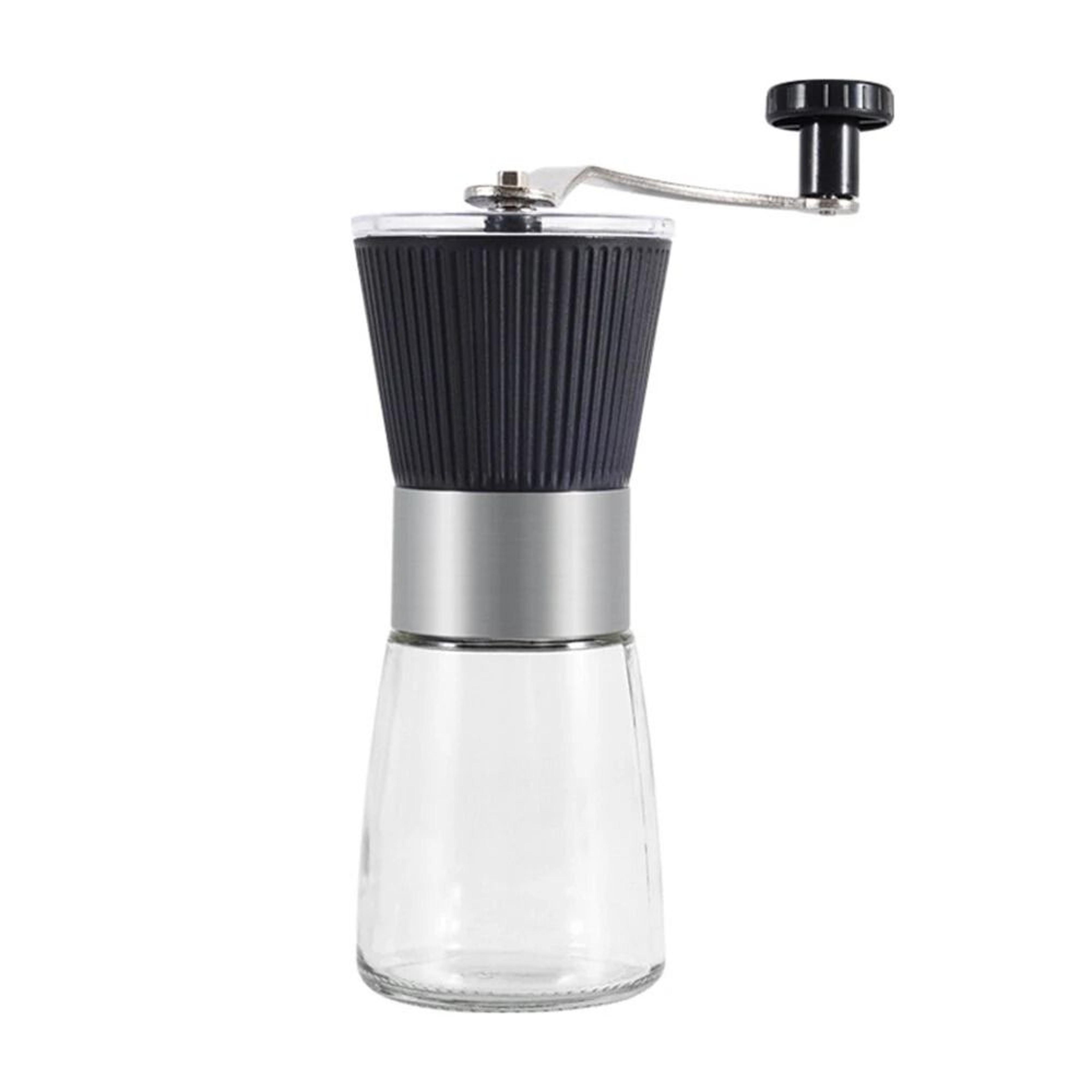 portable manual coffee grinder with ceramic burr and glass jar
