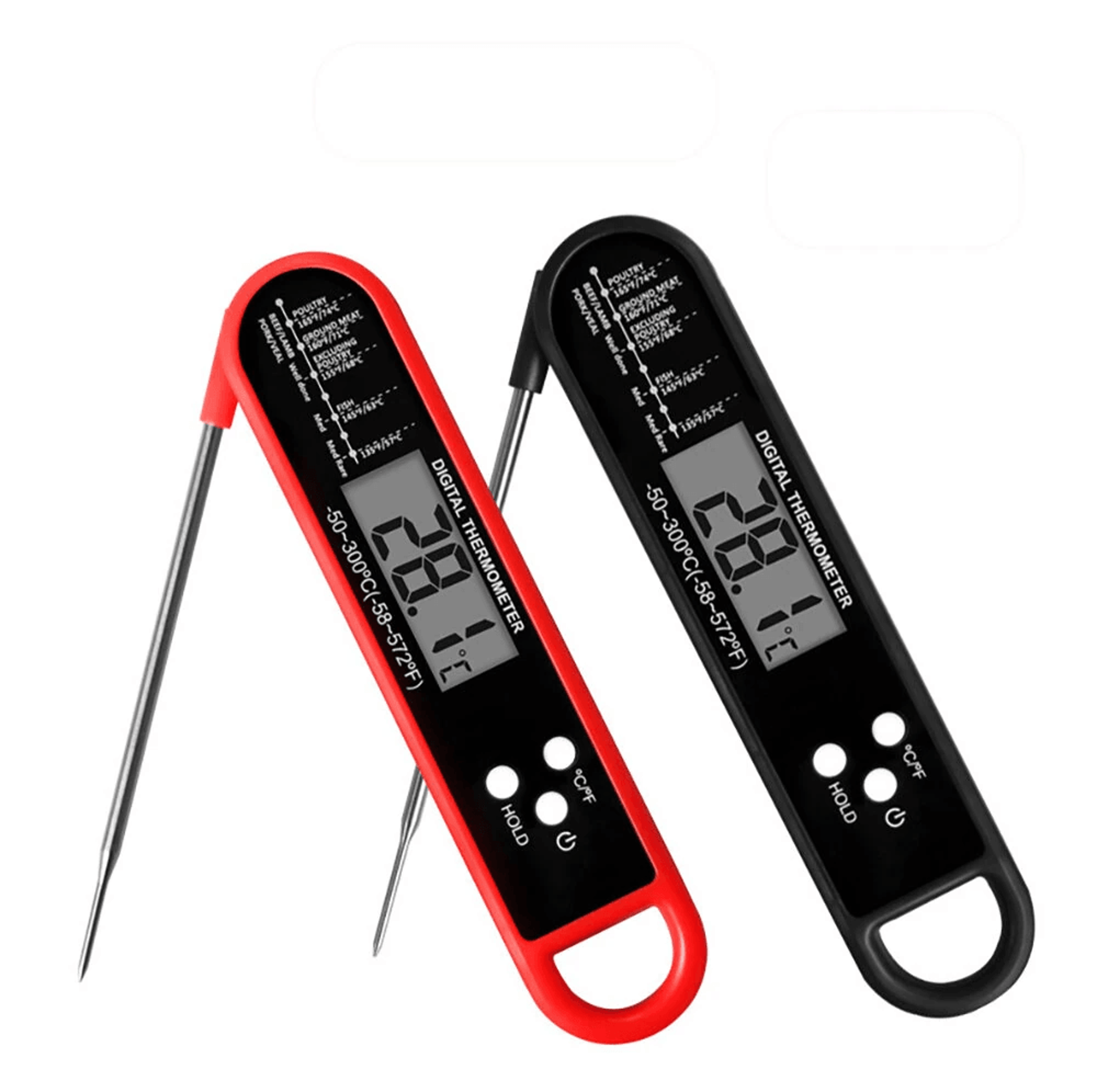 foldable digital meat thermometer with magnetic back for grilling baking and cooking
