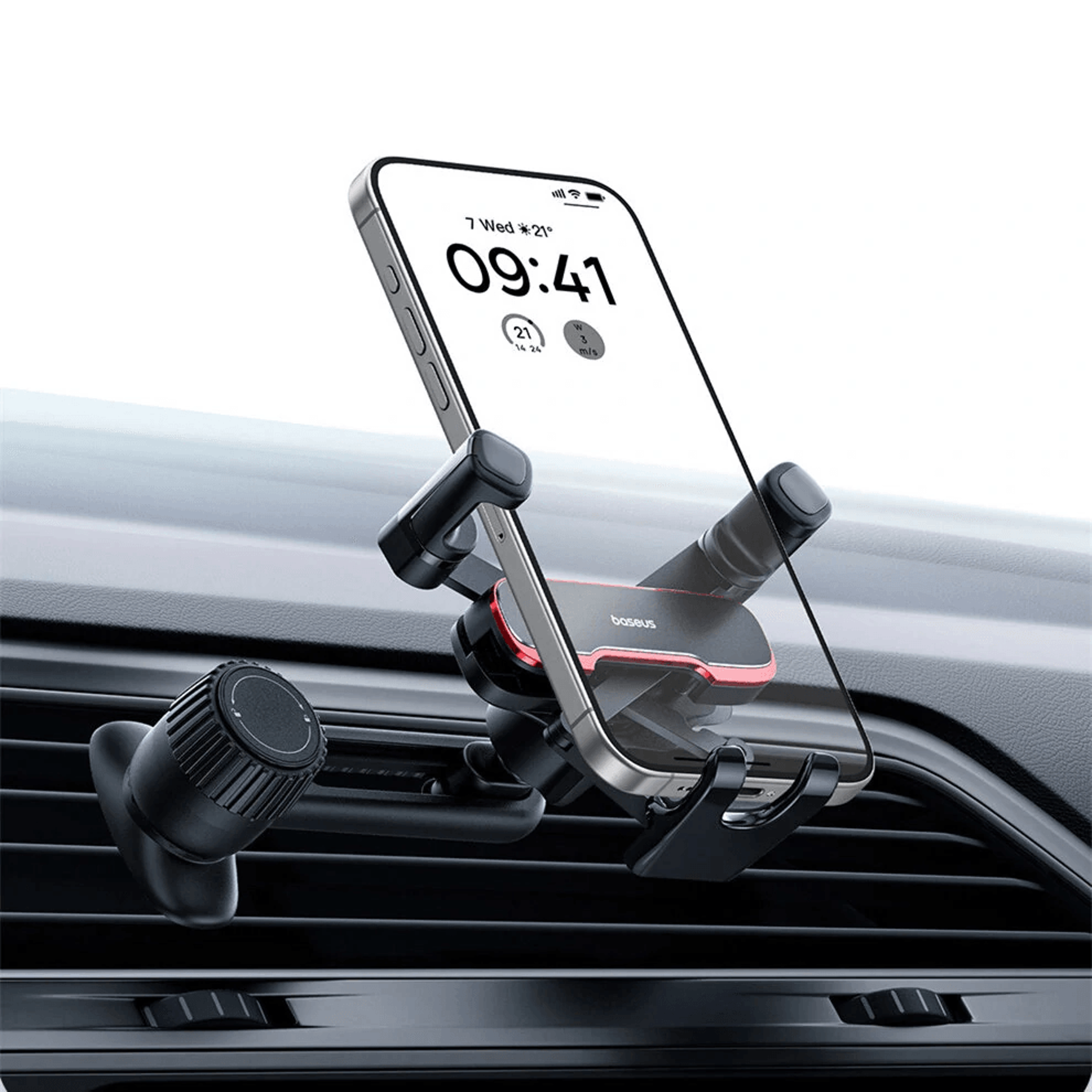 rotating car dashboard phone holder with display and navigation stand