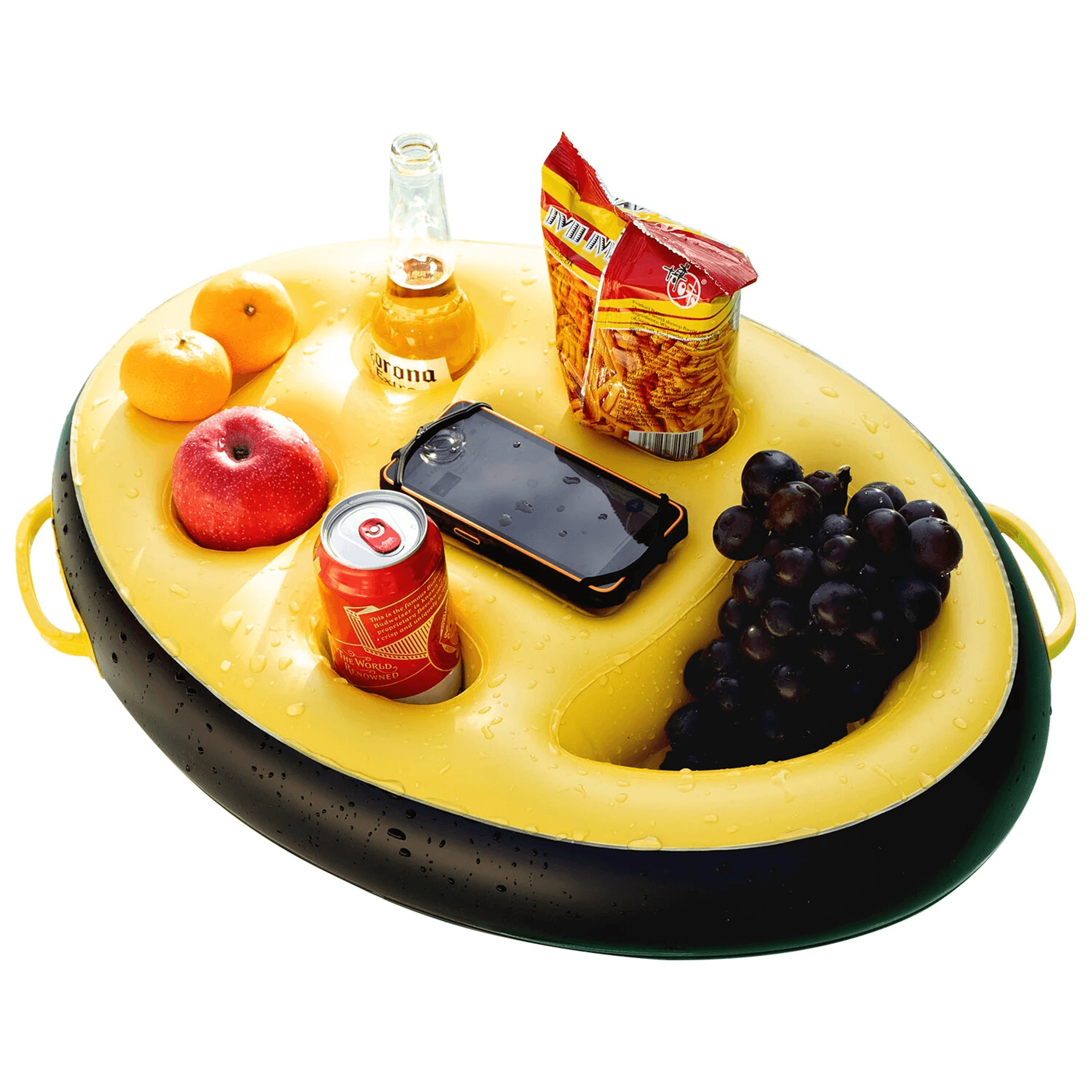 inflatable pool floating tray with phone holder drink and snack storage