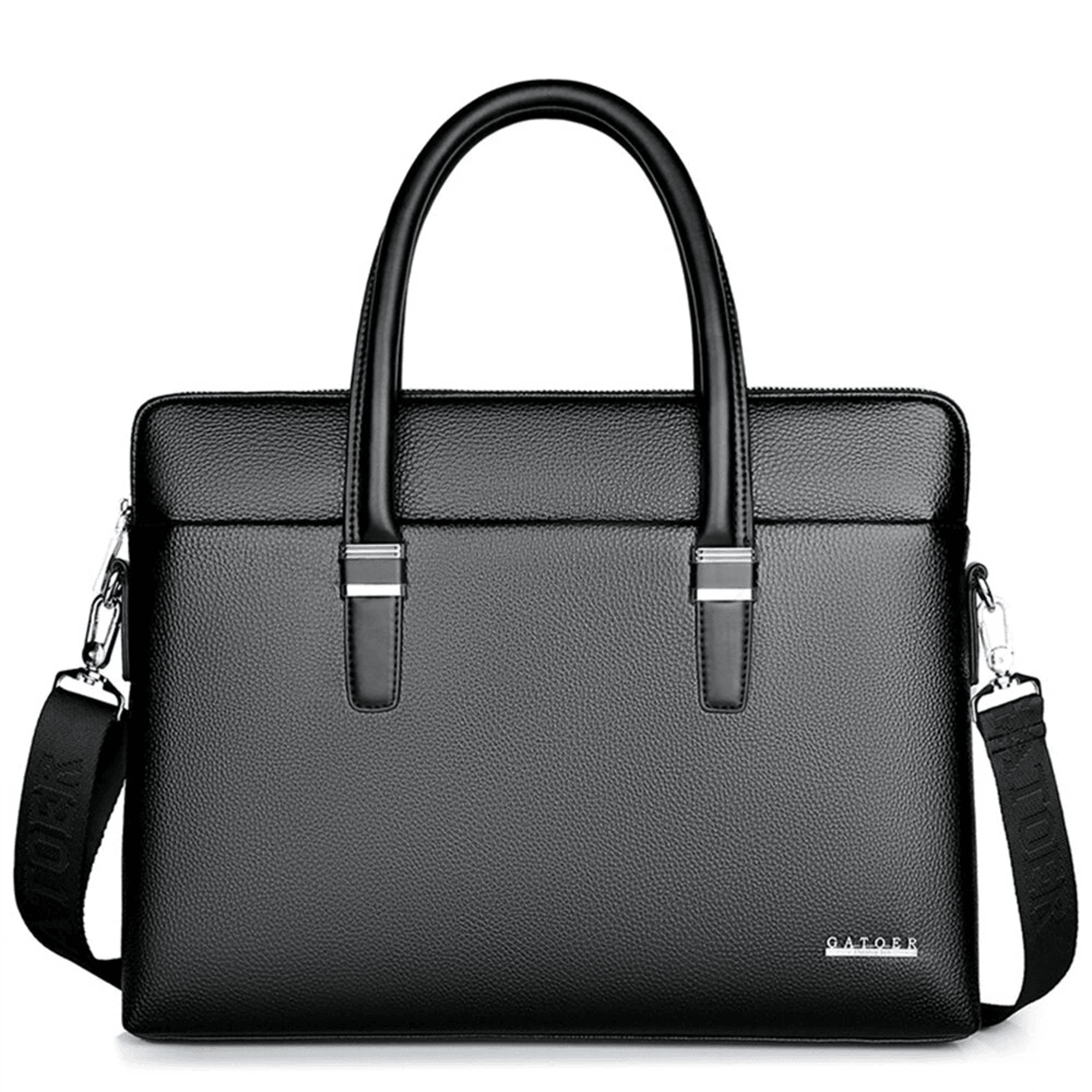 mens leather business briefcase waterproof laptop shoulder bag