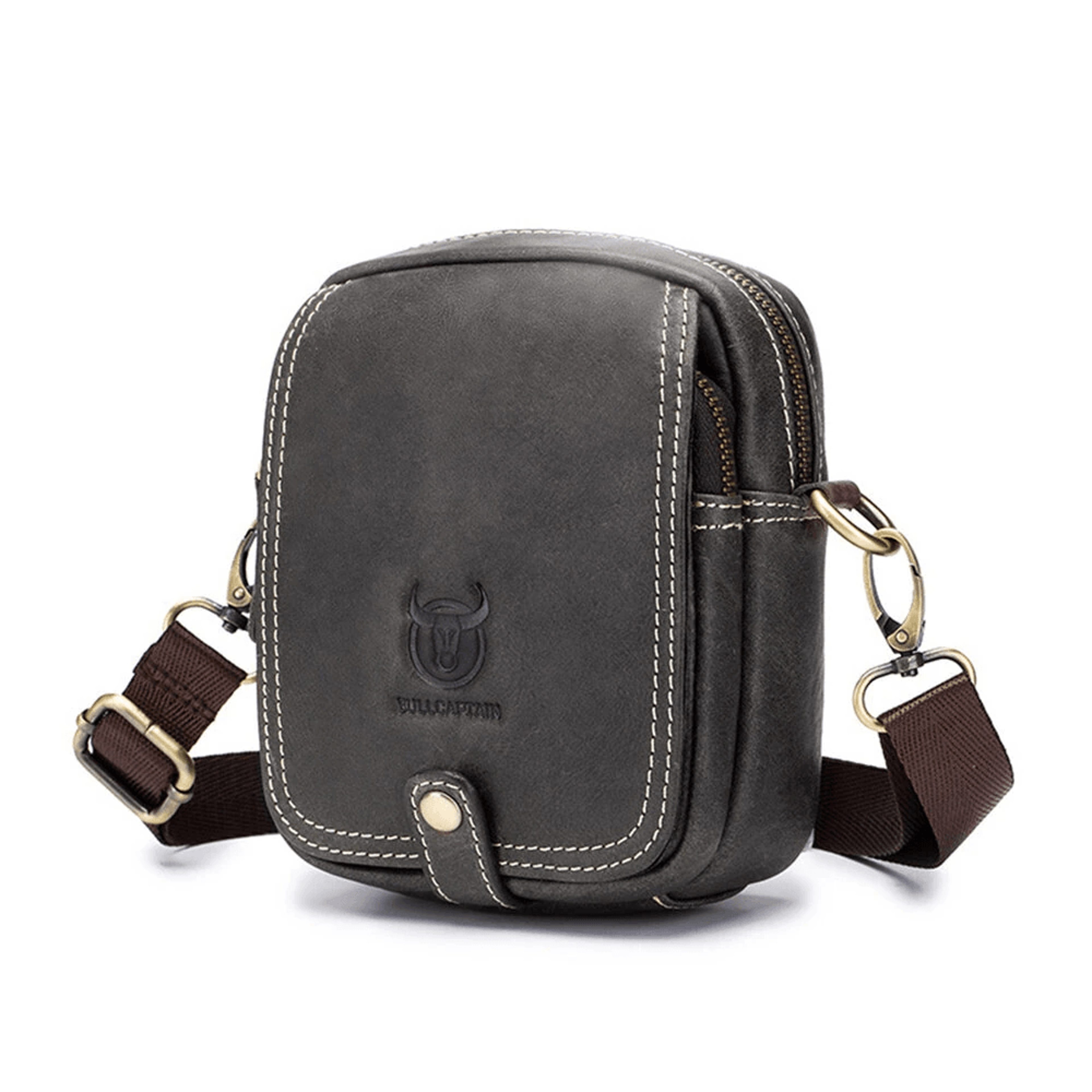 genuine leather crossbody bag for men compact outdoor shoulder bag