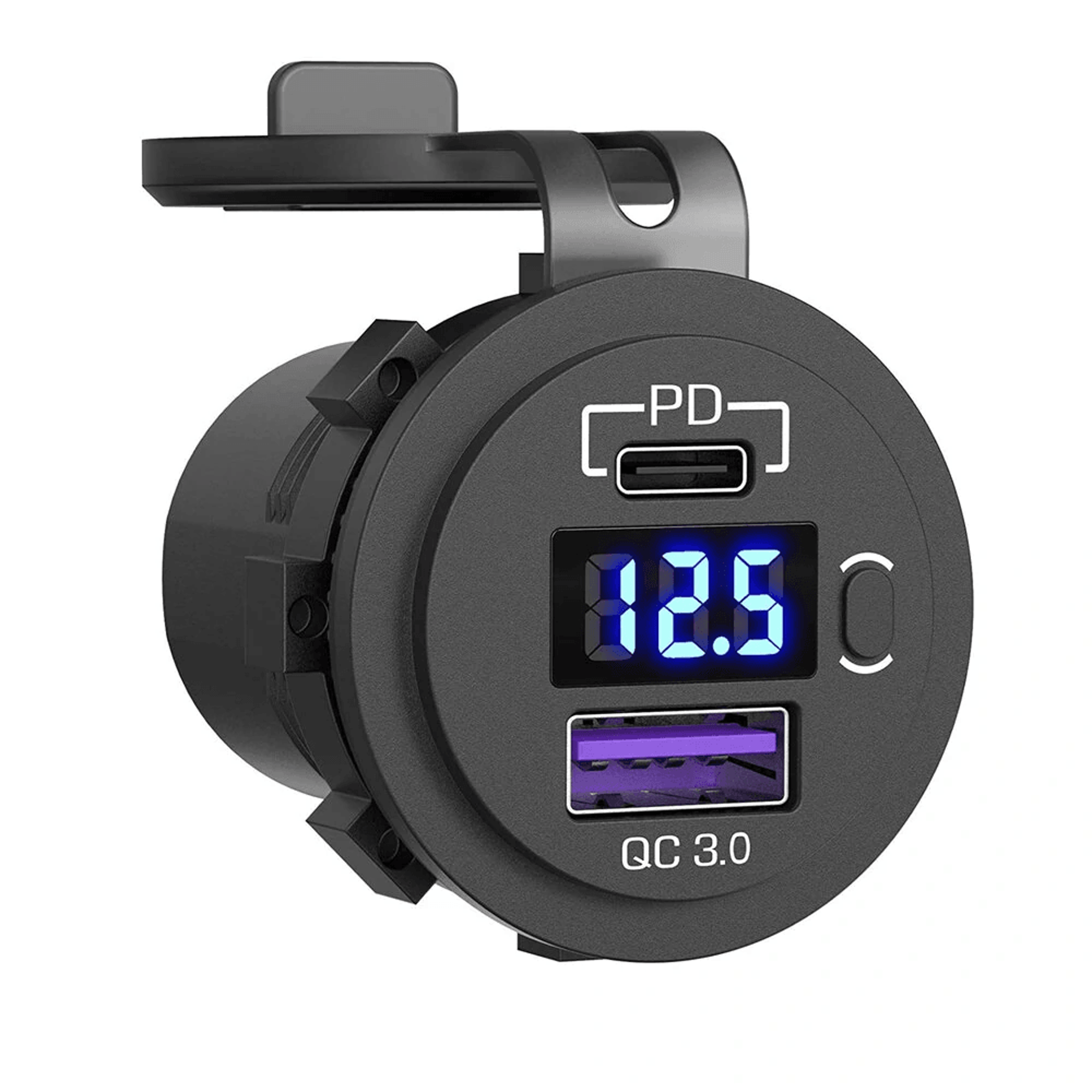 dual usb car charger socket with fast charging and led voltmeters
