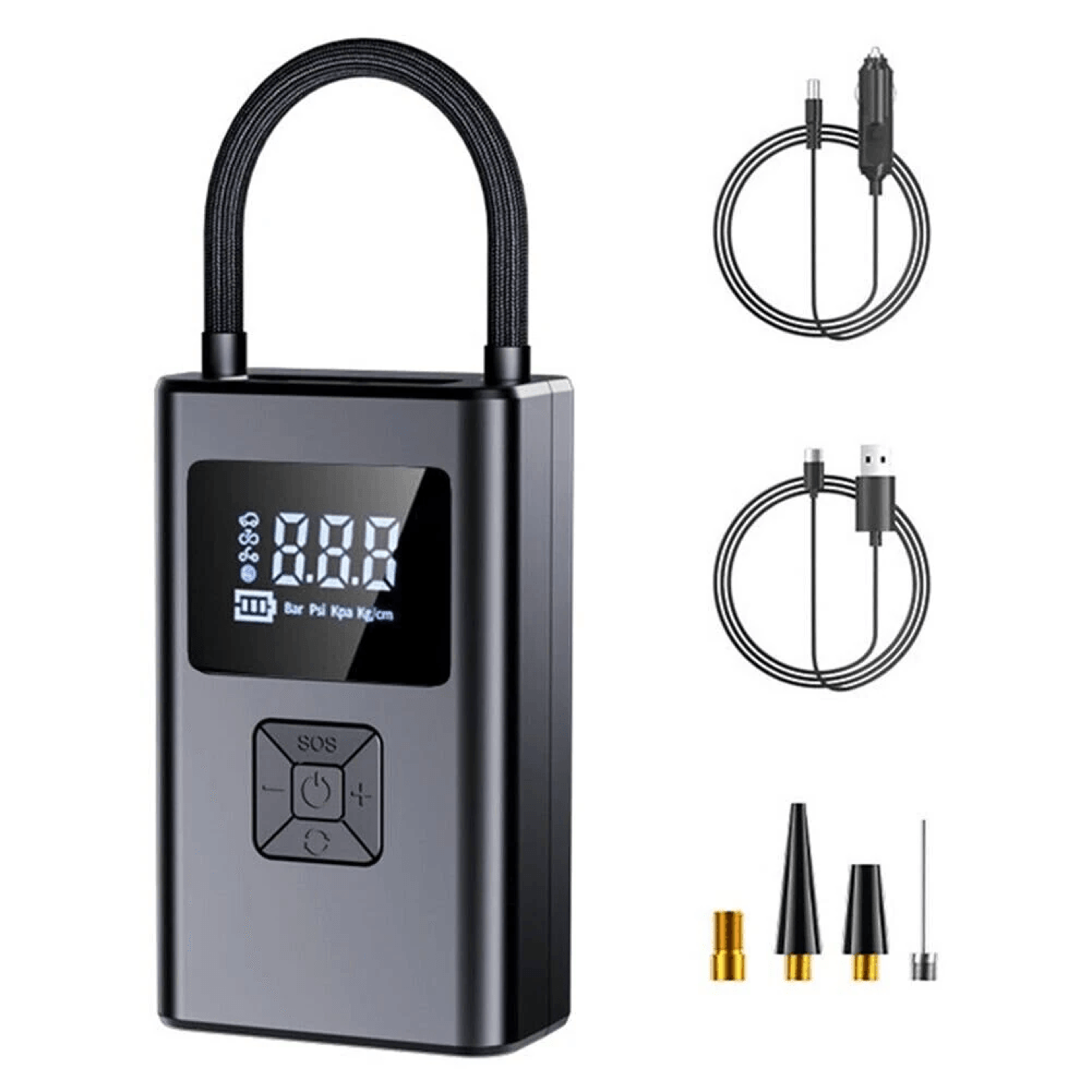 portable cordless tire inflator with battery led light and power bank