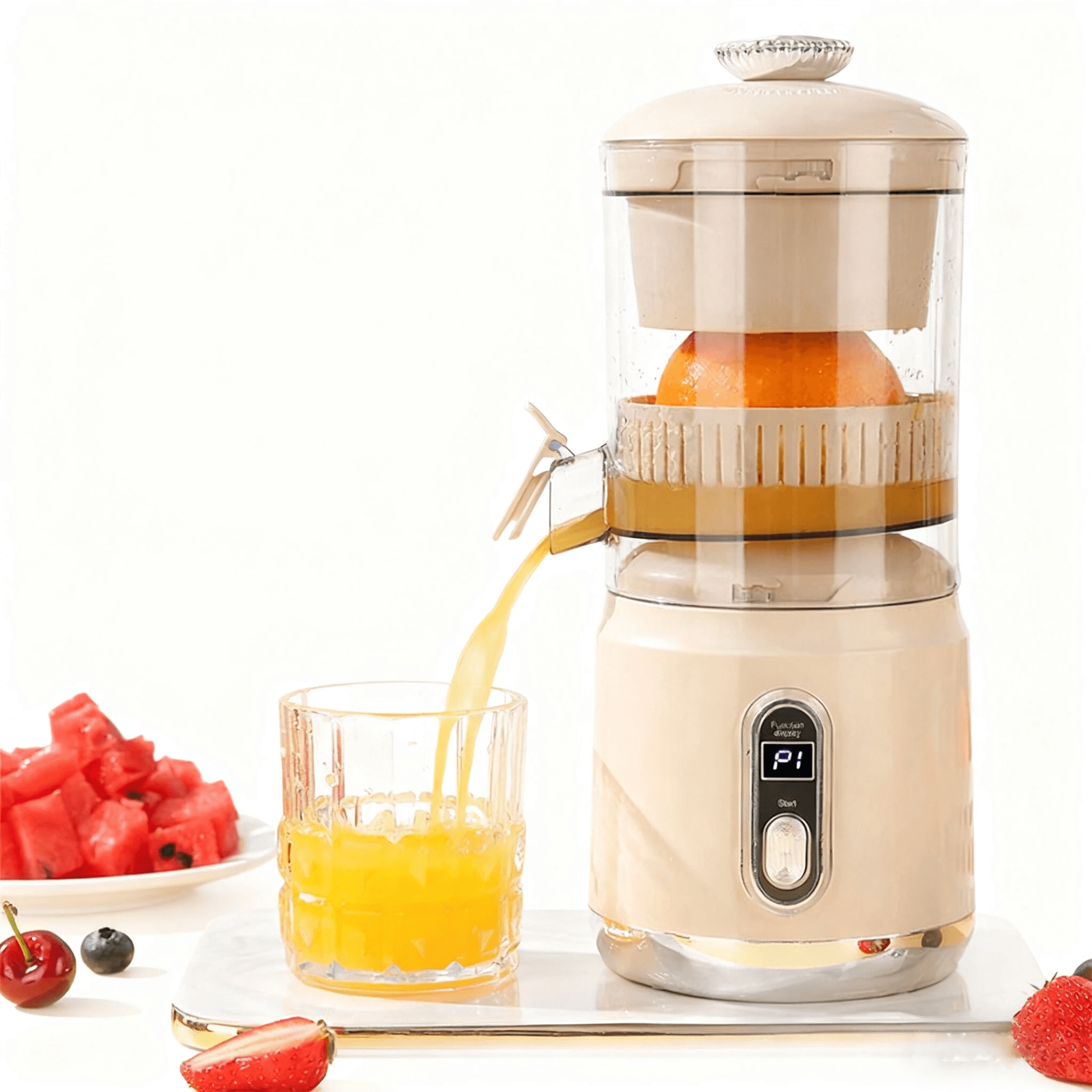 cordless portable citrus juicer with pulp separation and speed control