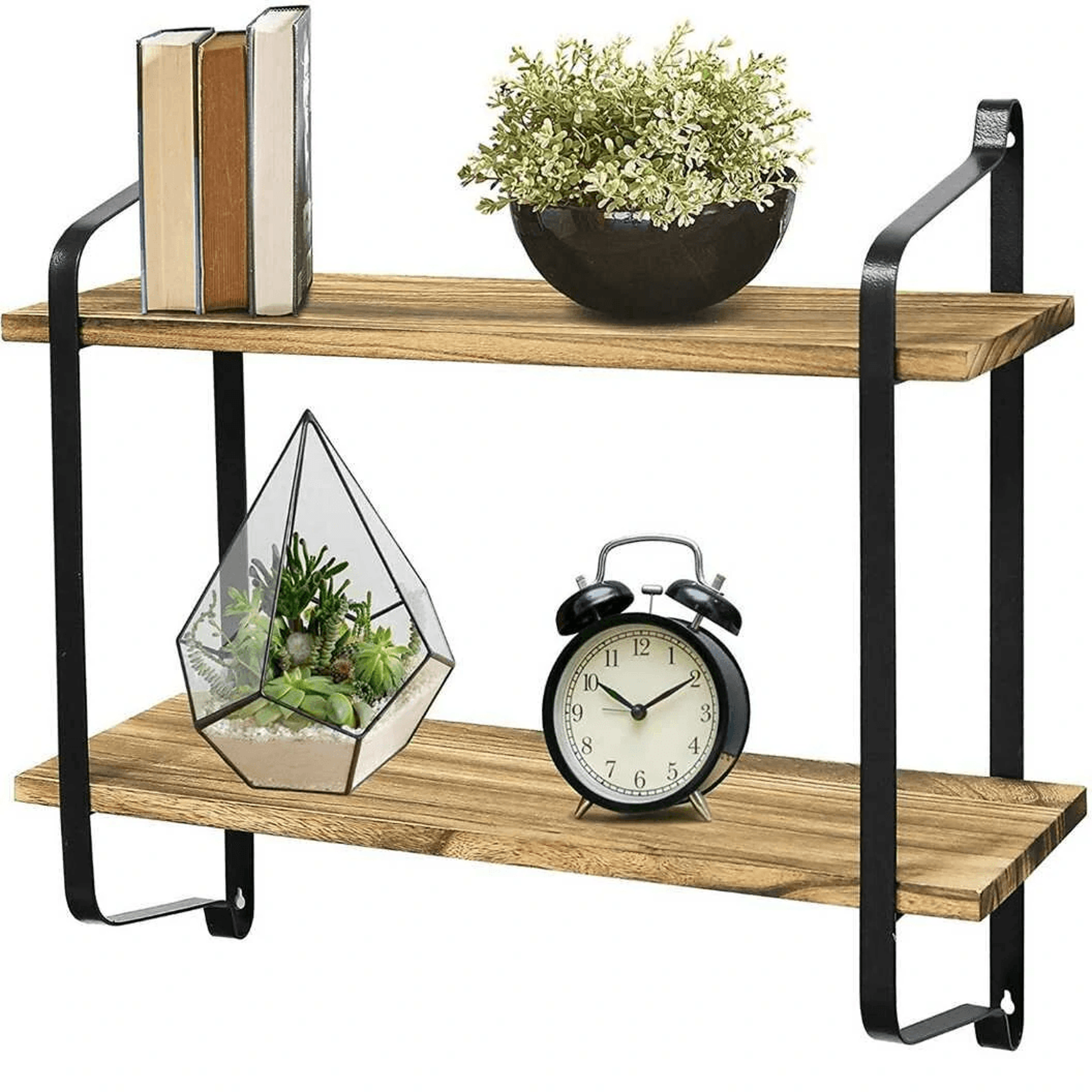 tier wooden floating wall shelves space saving storage and display organizer