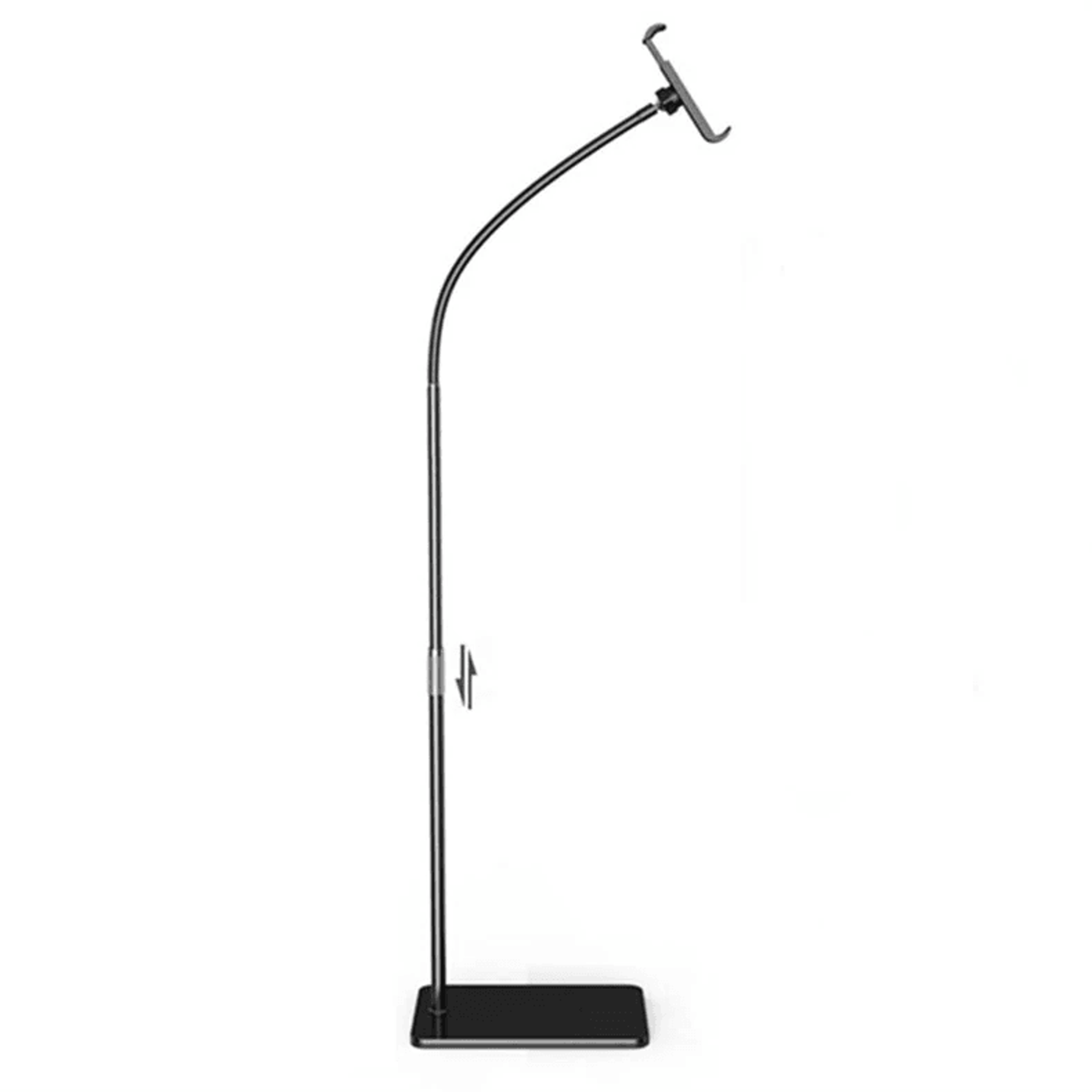 adjustable floor phone and tablet stand with flexible arm and heavy duty metal bases