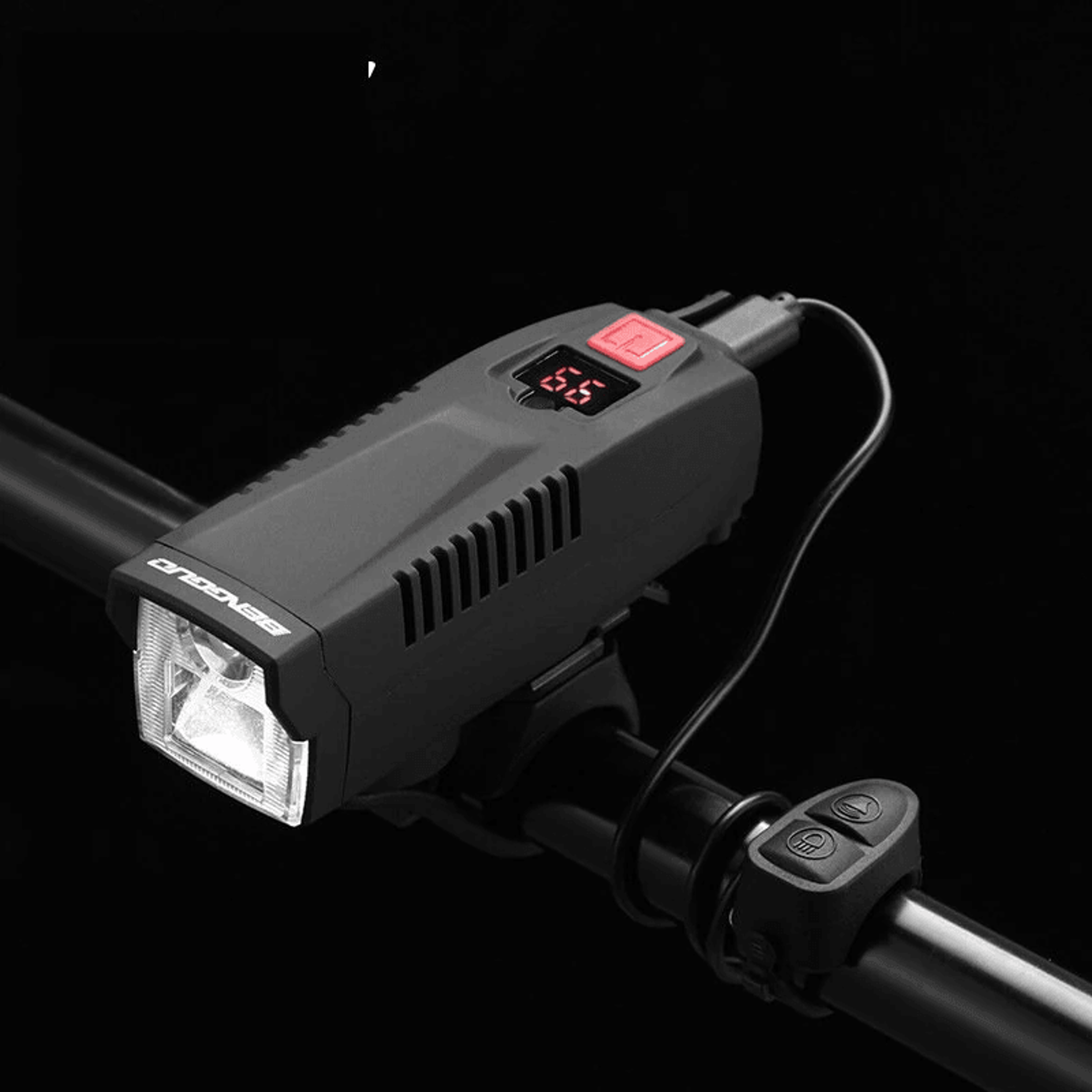 rechargeable bike headlight with horn and digital display