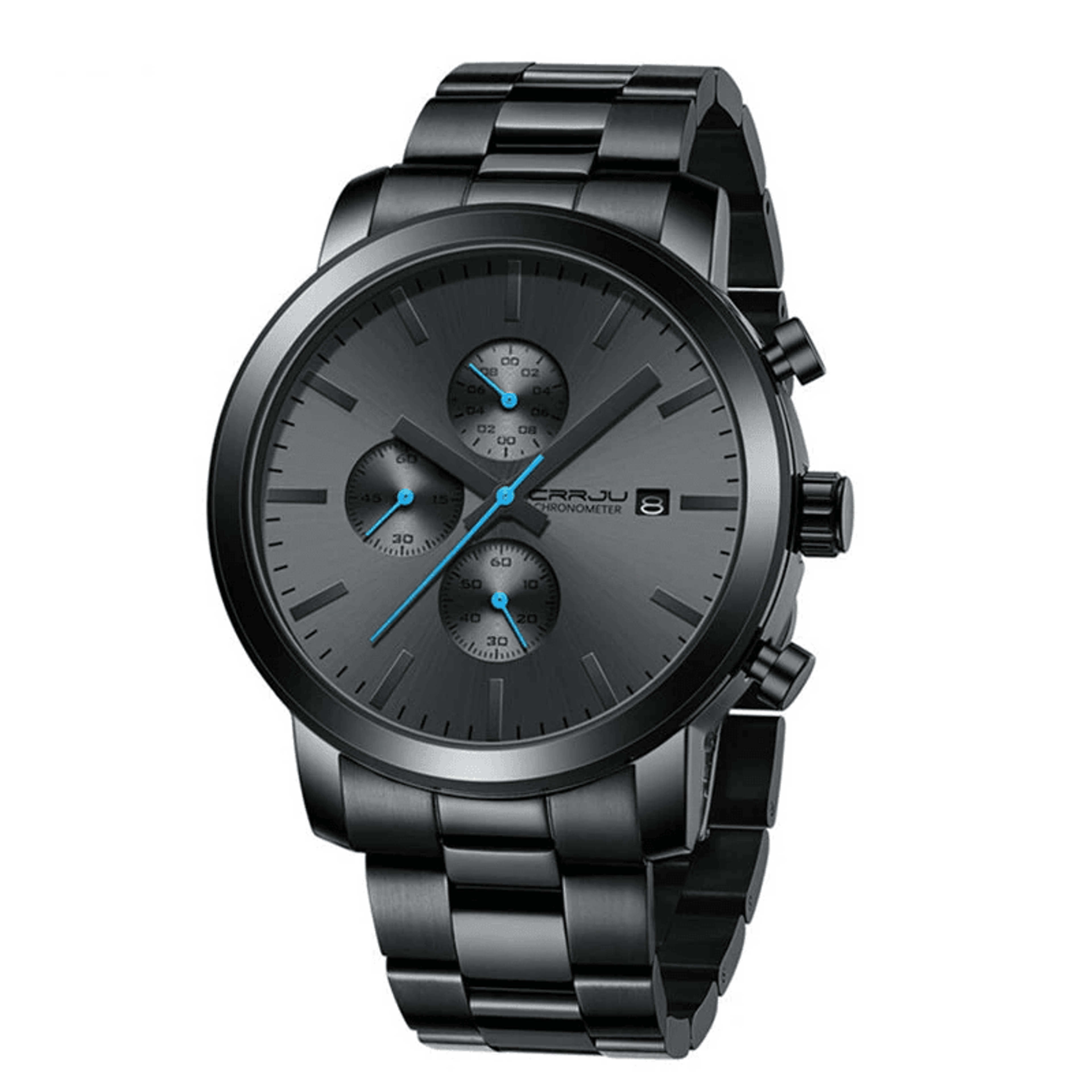 mens chronograph watch stainless steel waterproof quartz wristwatch