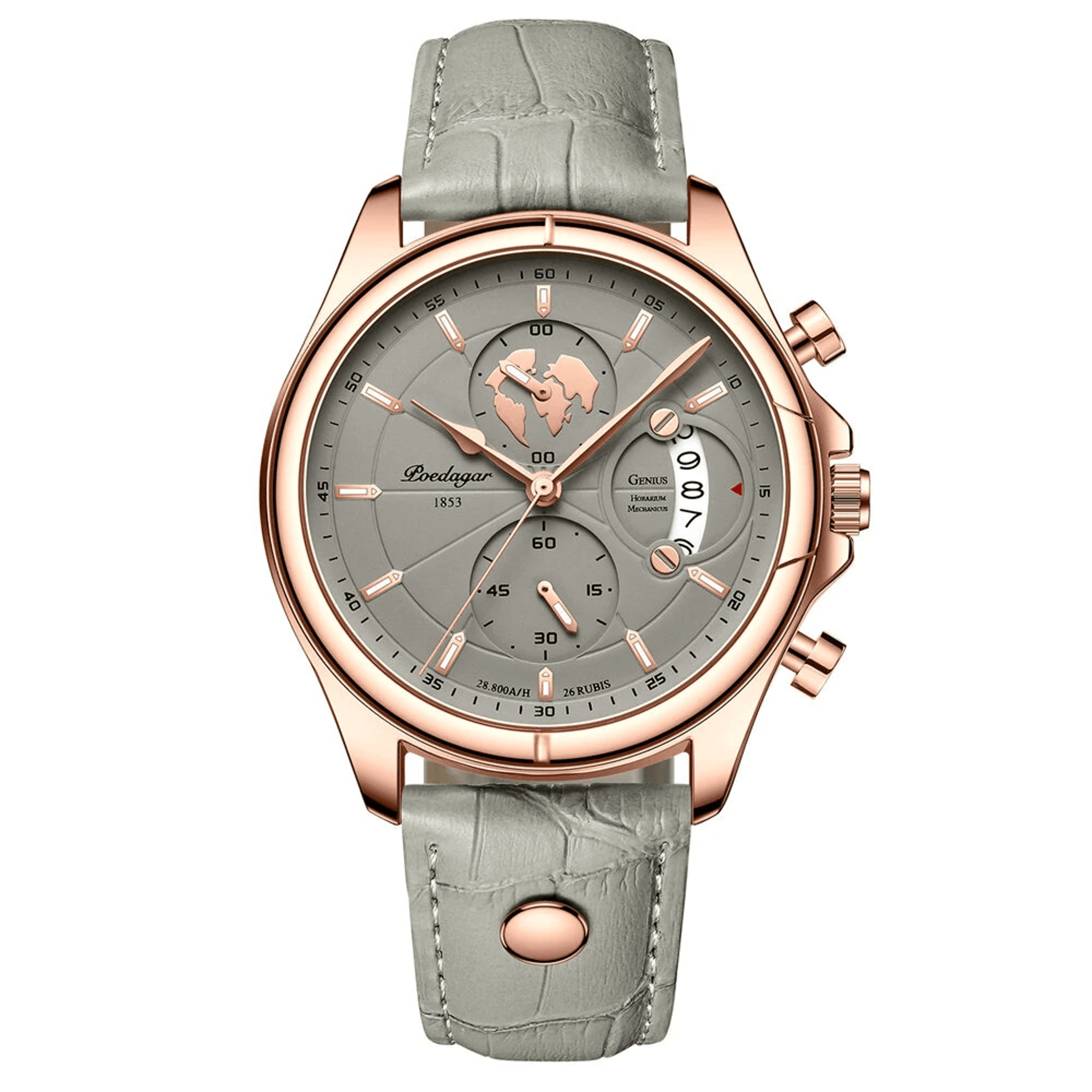 mens waterproof luminous quartz watch with leather strap