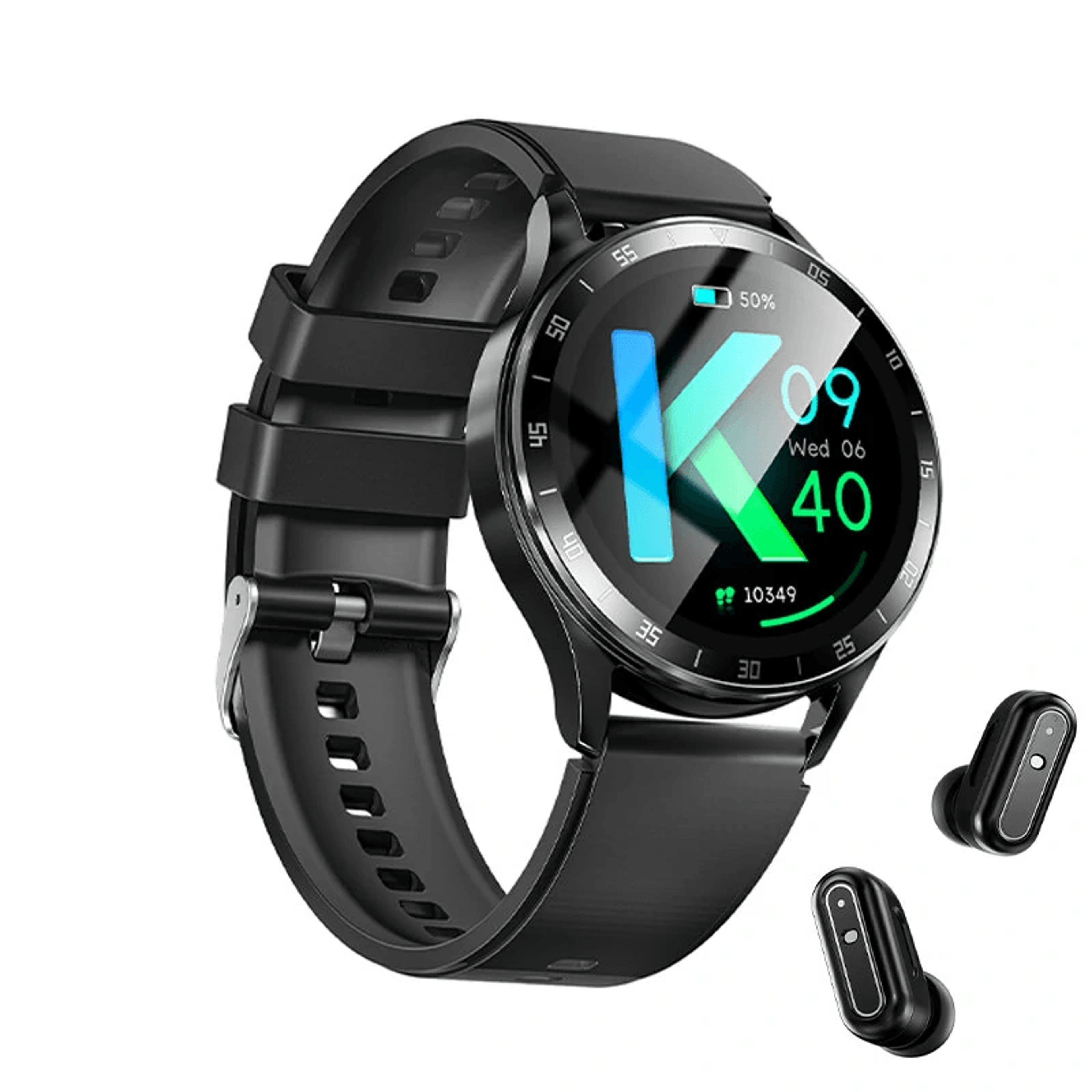 smart watch with tws earbuds bluetooth calling fitness and health tracker