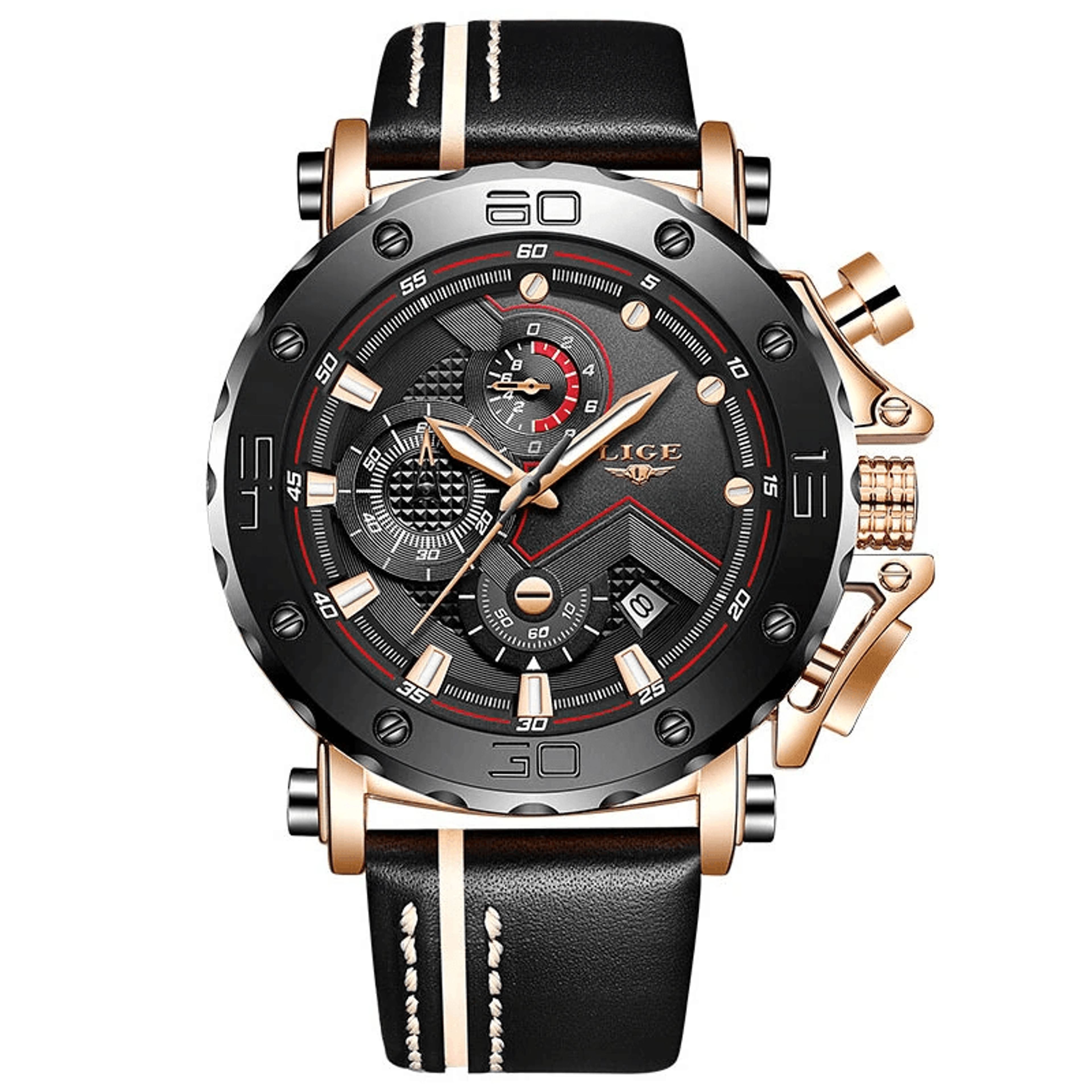 luxury mens chronograph watch waterproof quartz calendar sports wristwatch