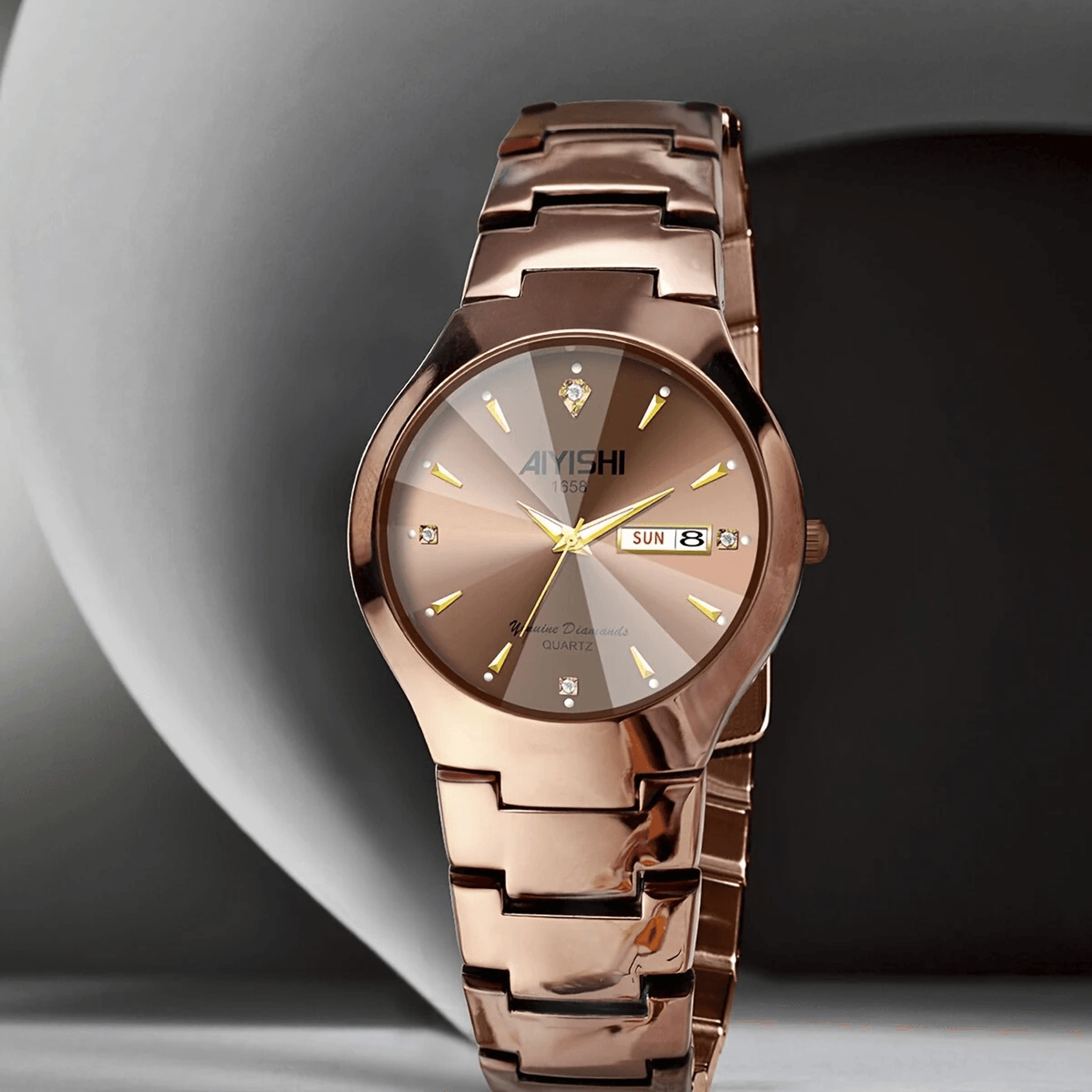 mens waterproof quartz business watch with luminous display and double date