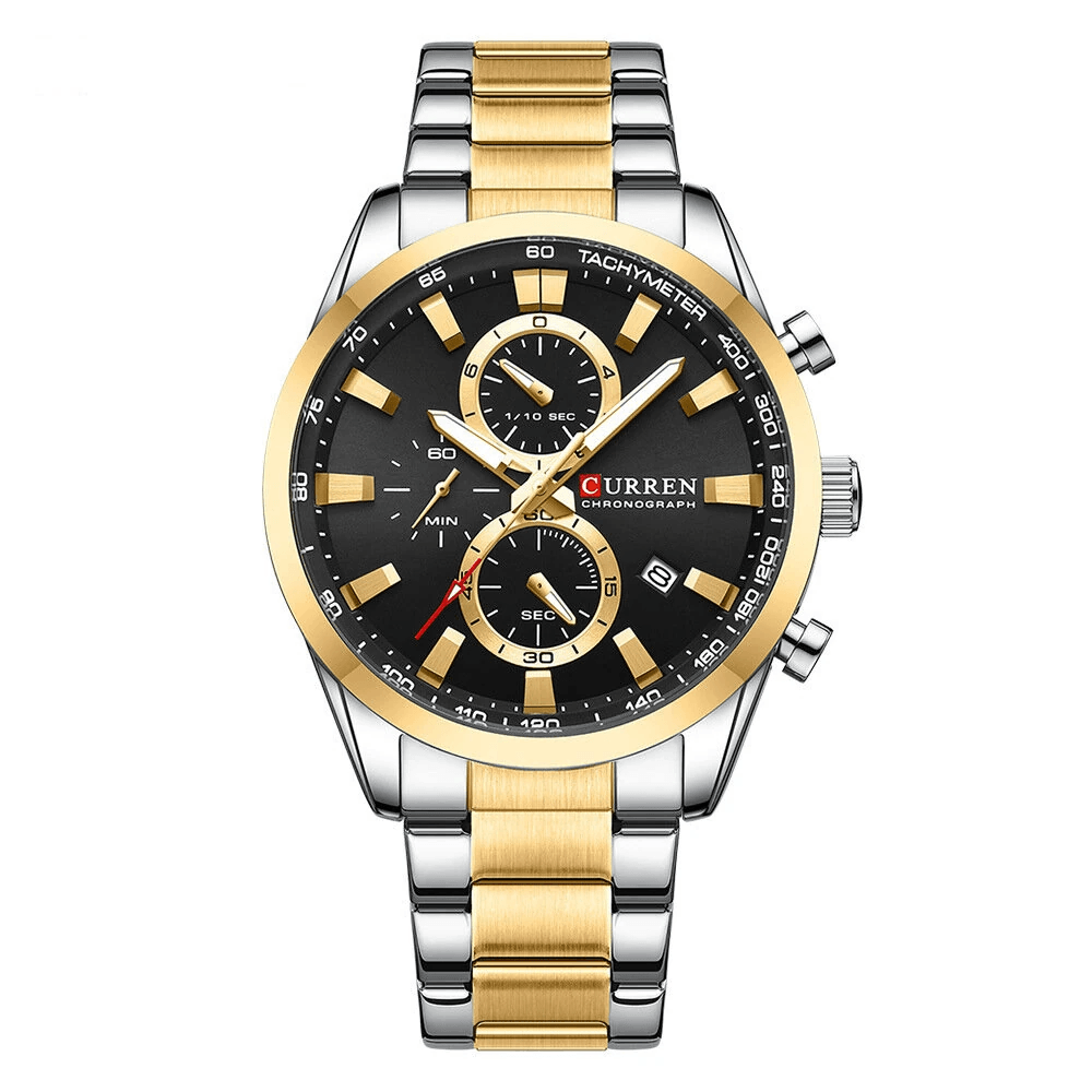 men's stainless steel chronograph watch waterproof business quartz wristwatch