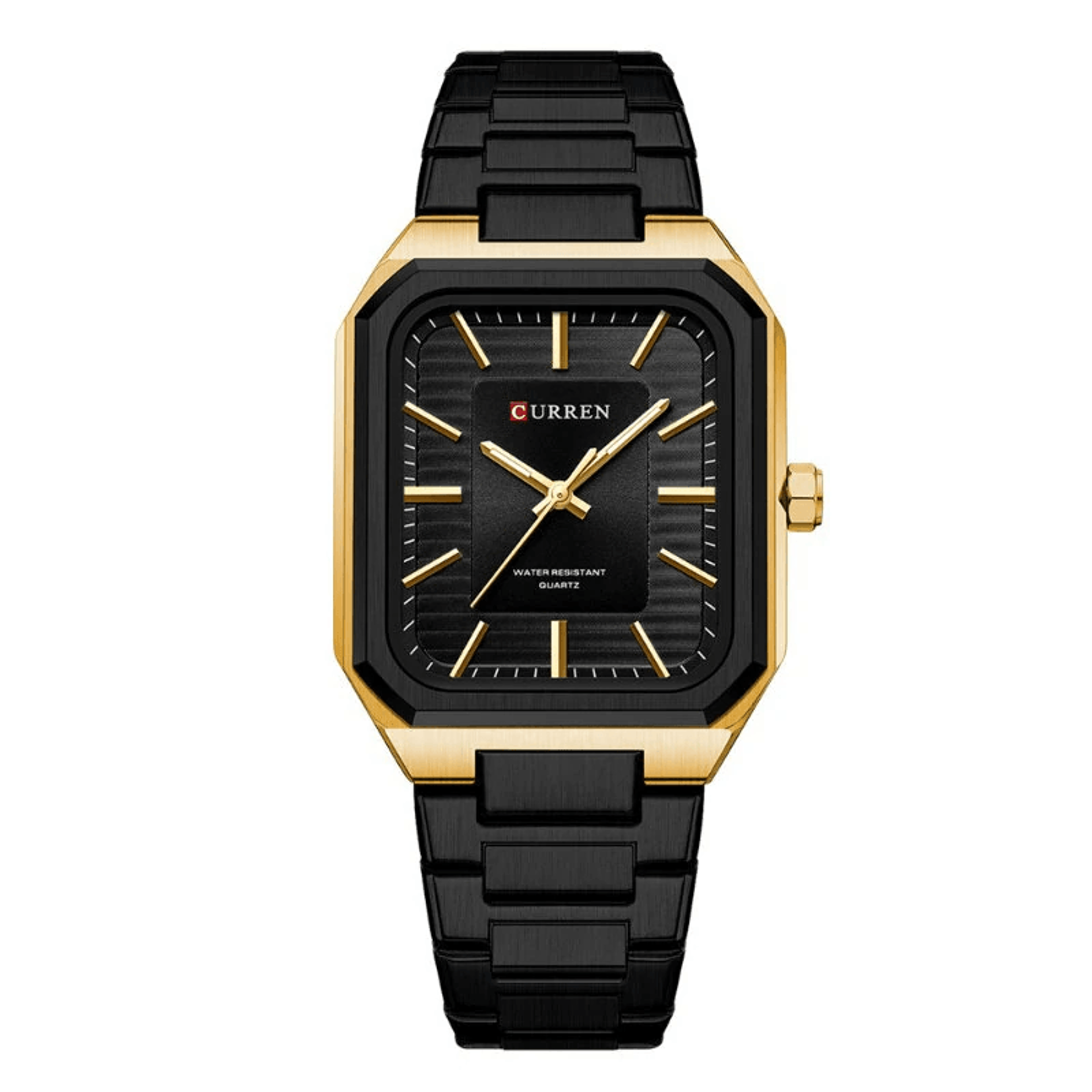 rectangular business watch for men stainless steel luminous quartz wristwatch