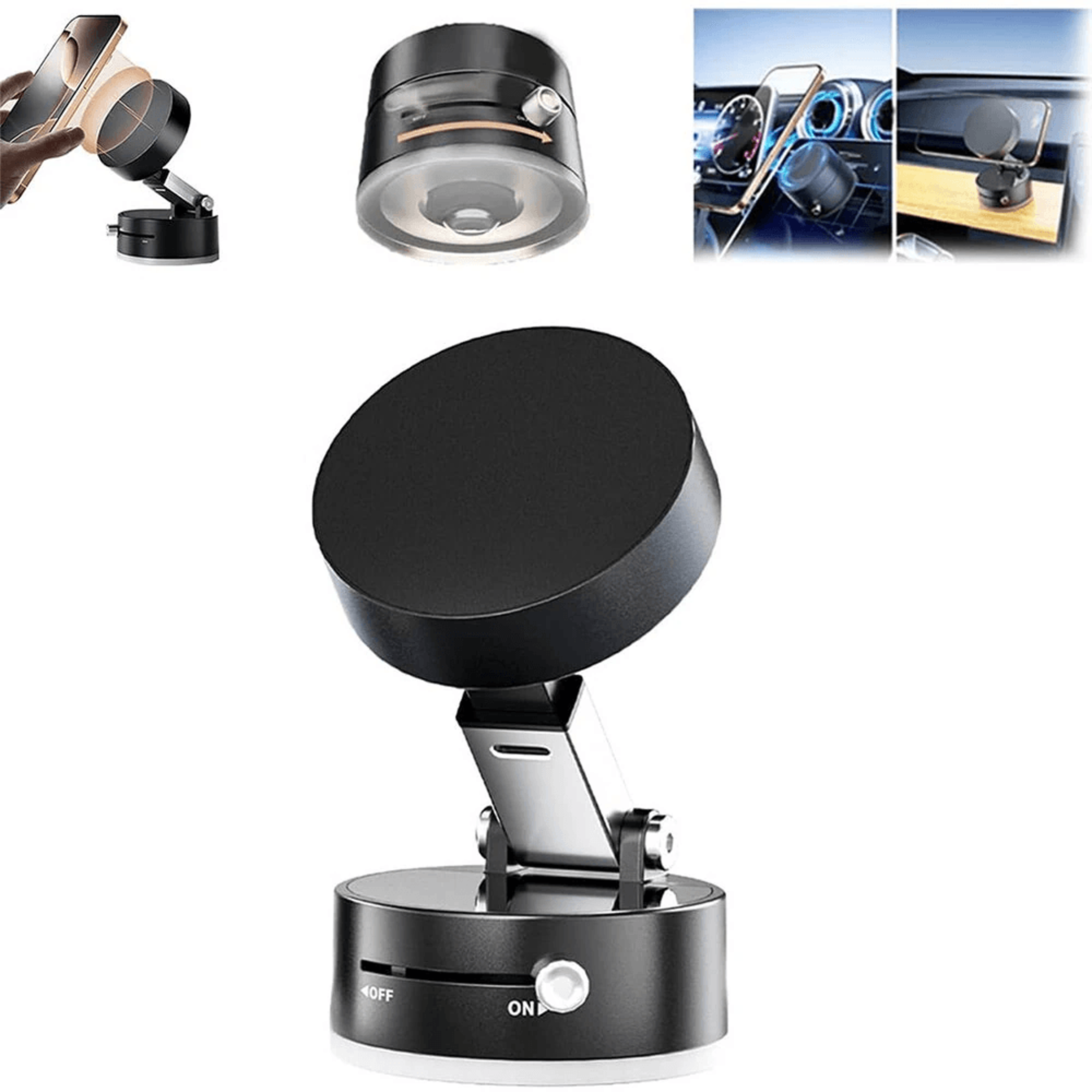 foldable magnetic vacuum phone holder adjustable suction mount