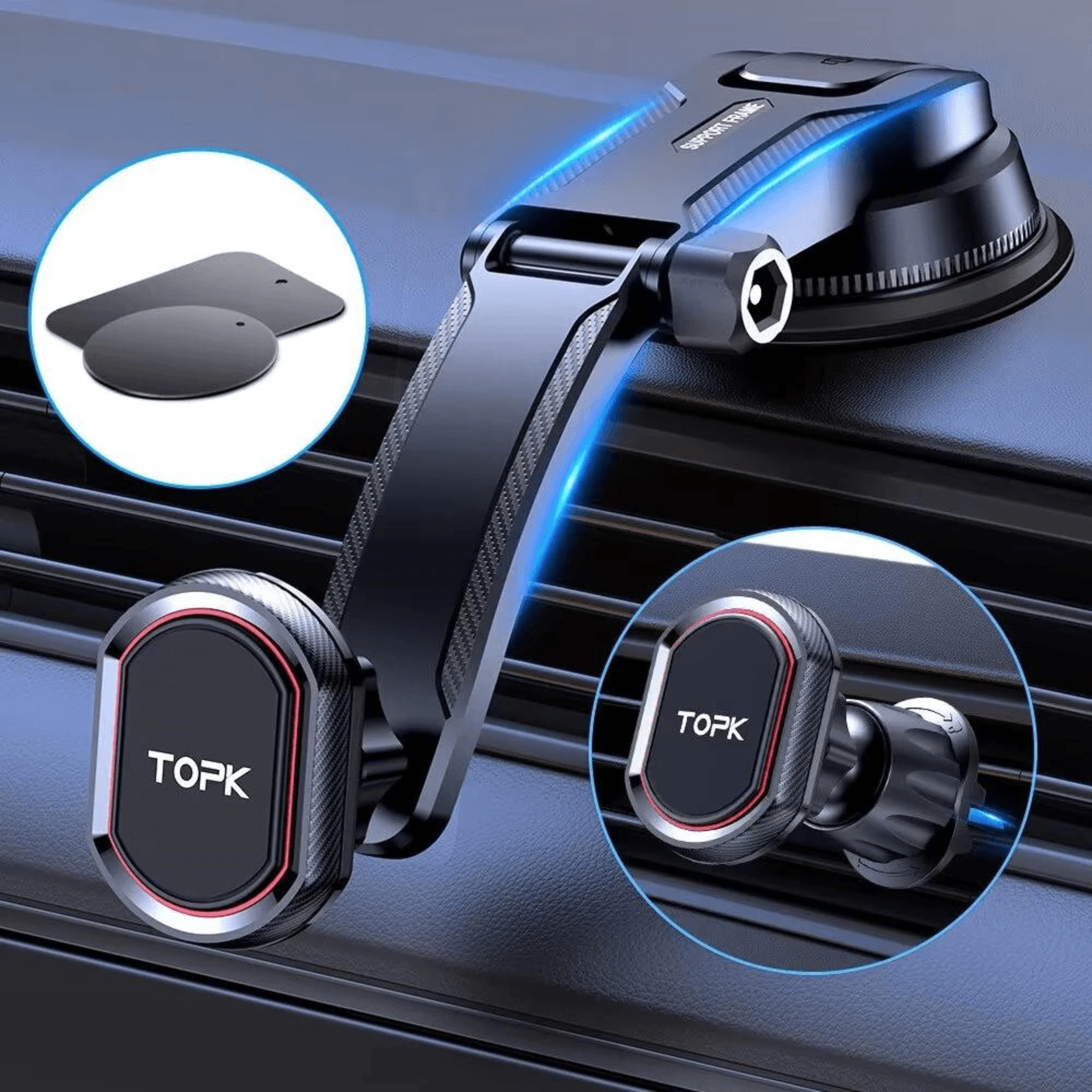 magnetic car phone holder with degree adjustable air vent mount